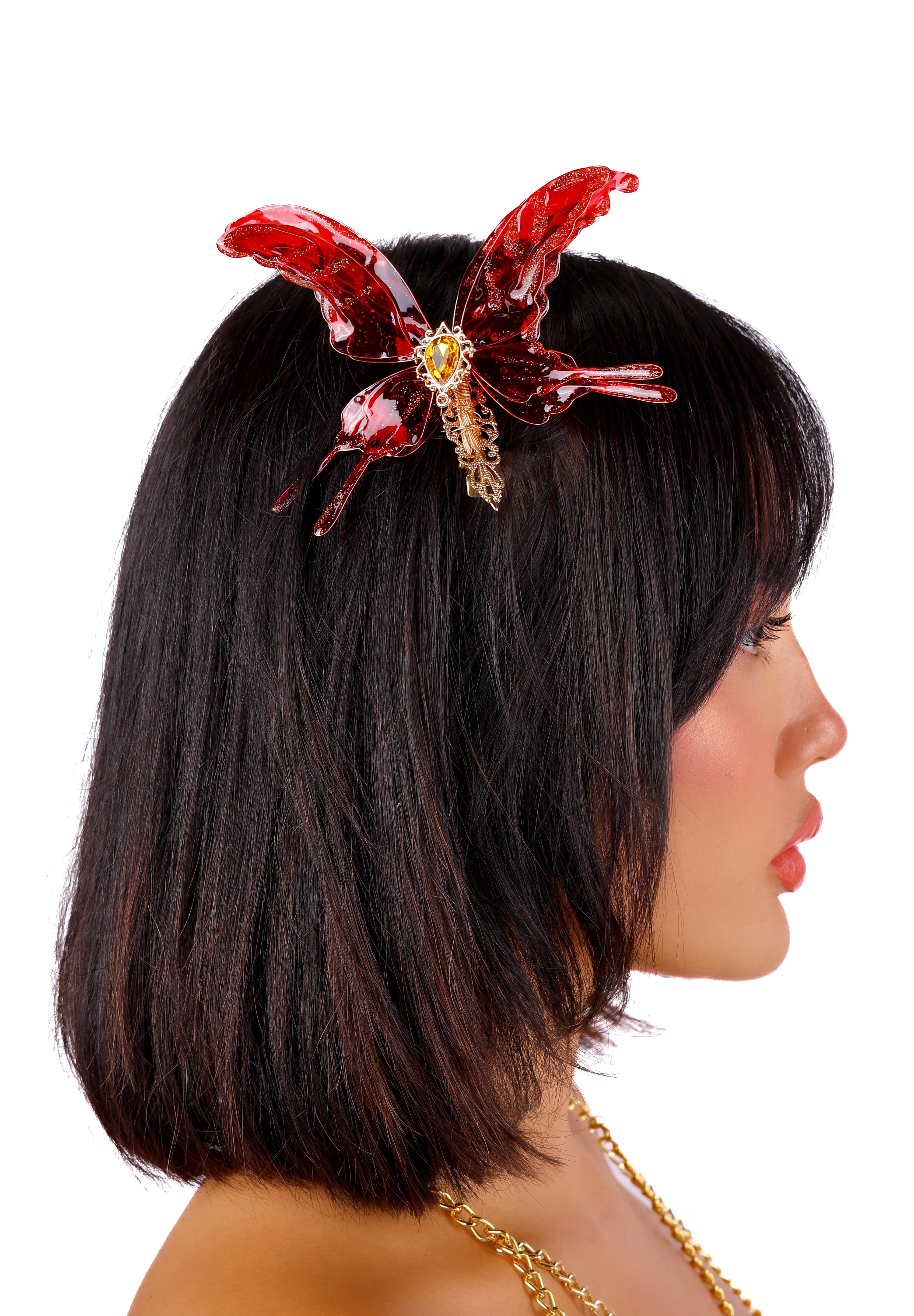 Ruby Gold Genesis Butterfly Clip