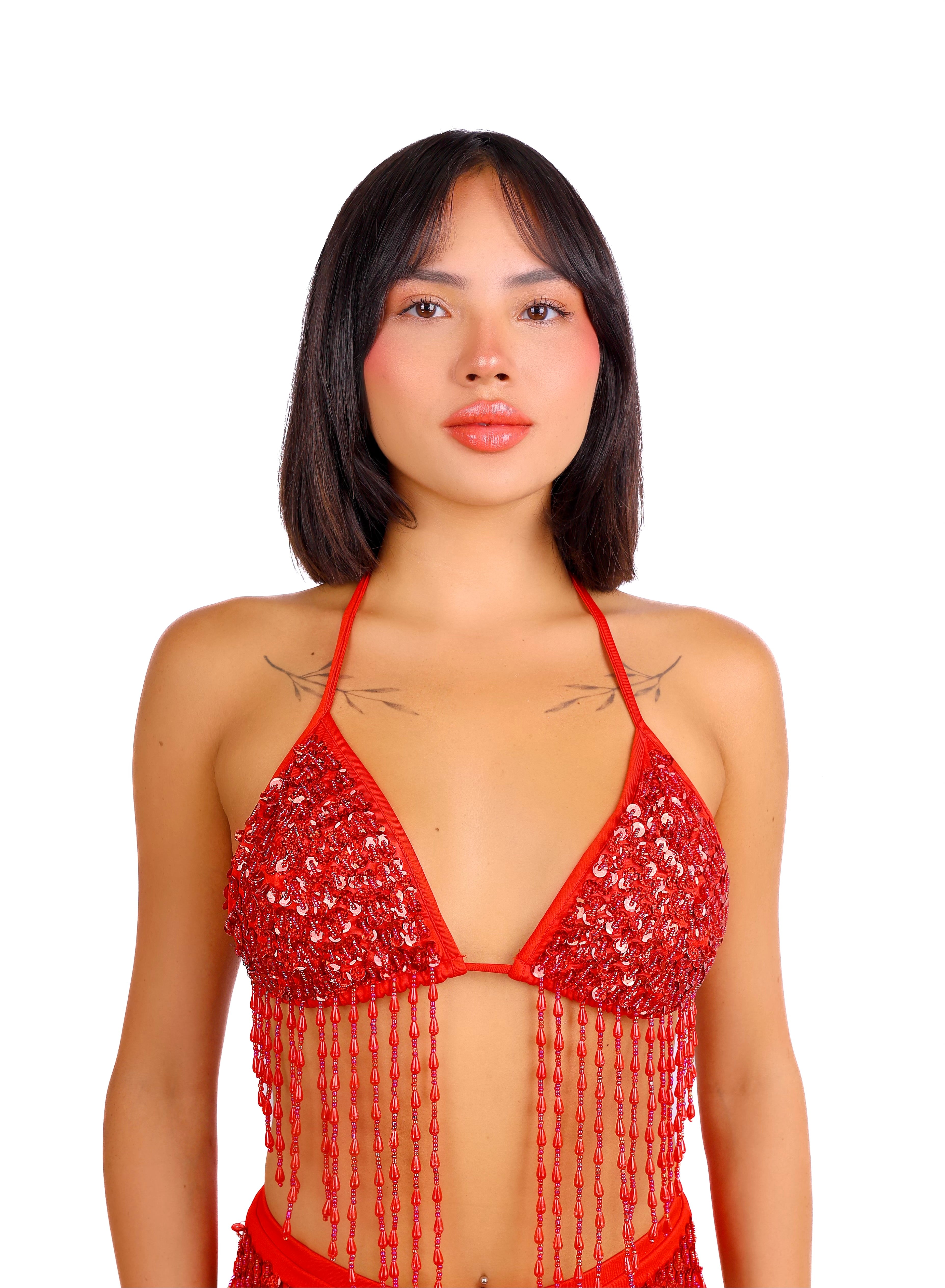 Hand Stitched Sequin Set- Ruby