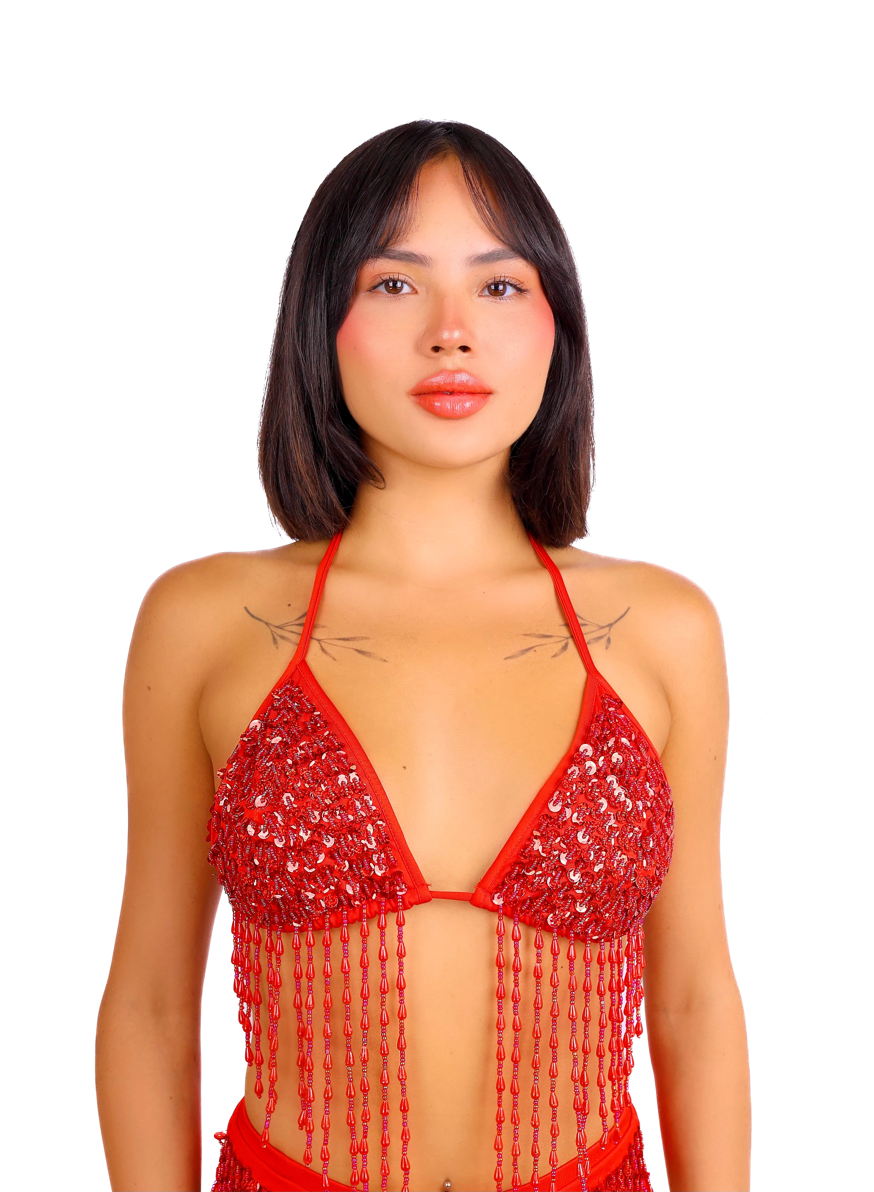 Hand Stitched Sequin Top- Ruby