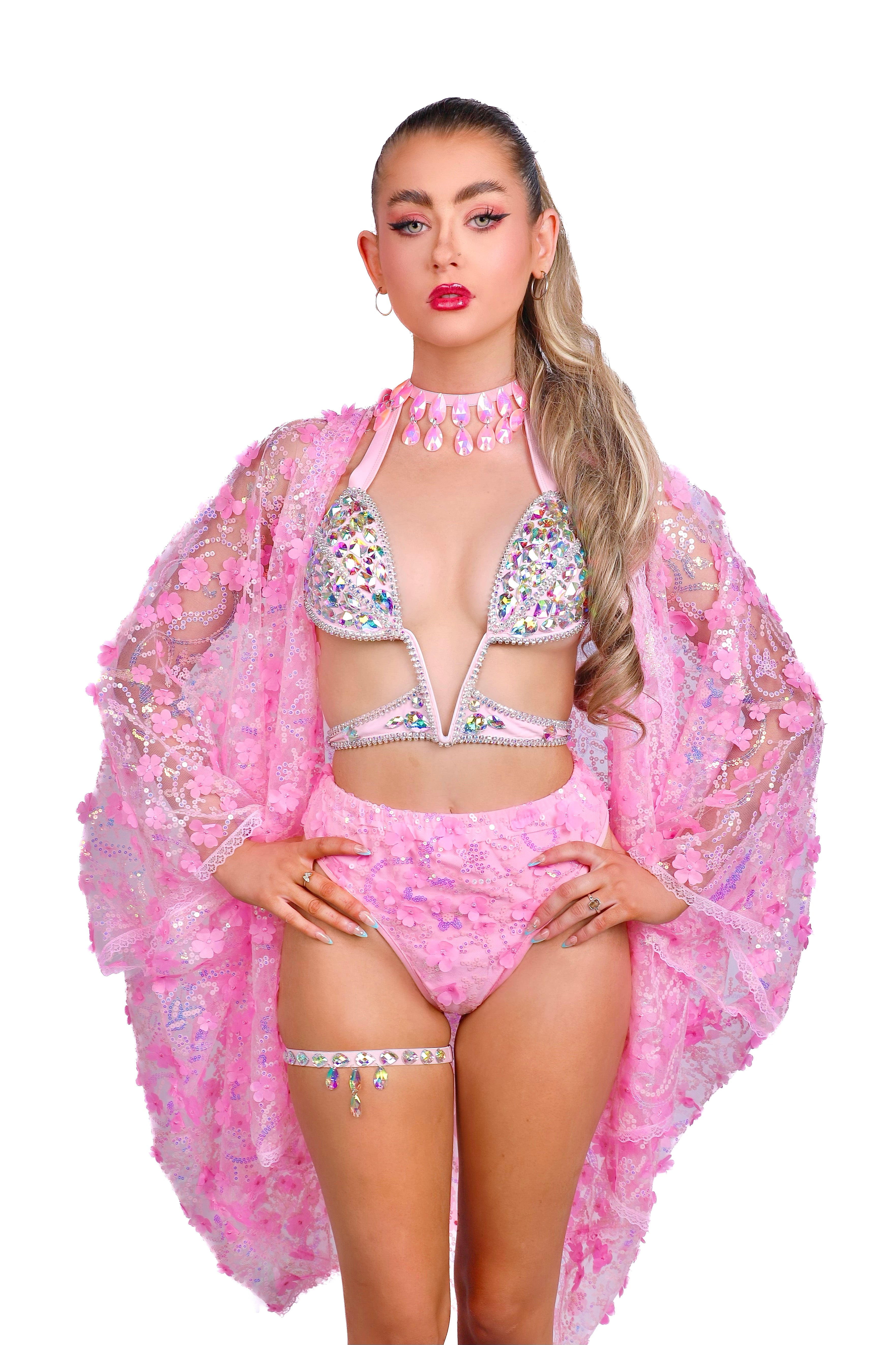 3D Blossom Kimono- Baby Pink