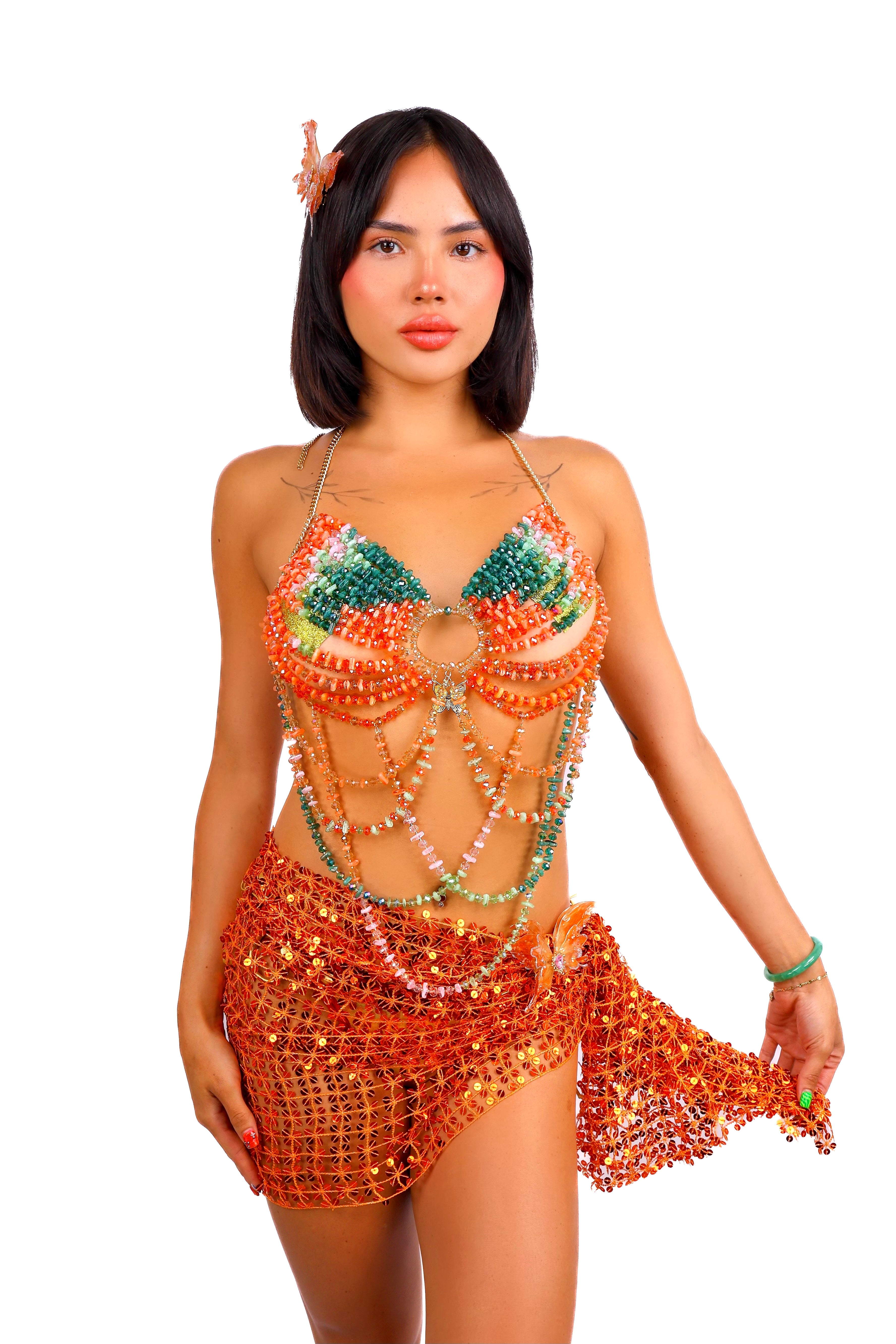 Orange Glitter Goddess Wrap