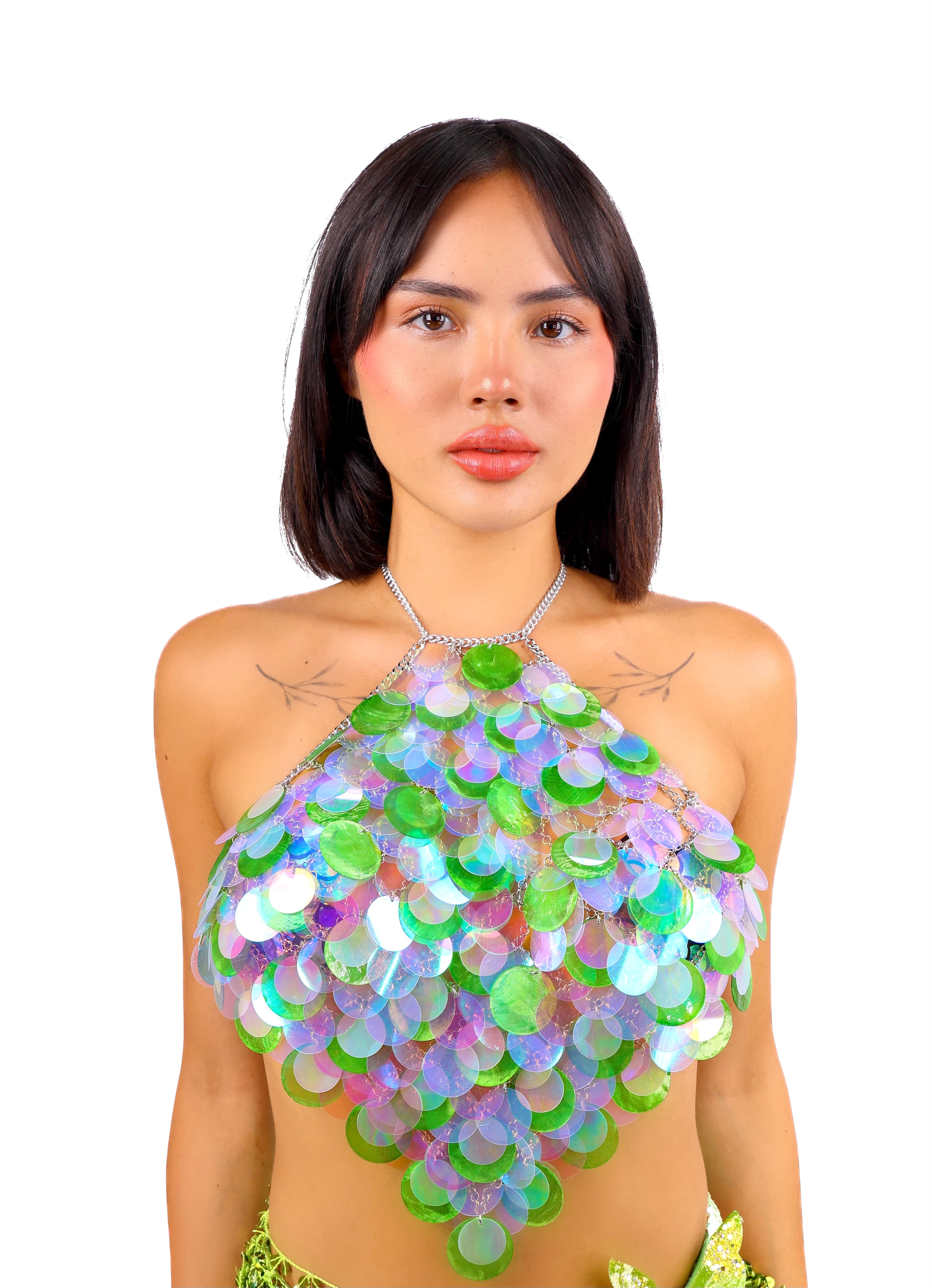 Green Jade Mermaid Scales Jewelry Top