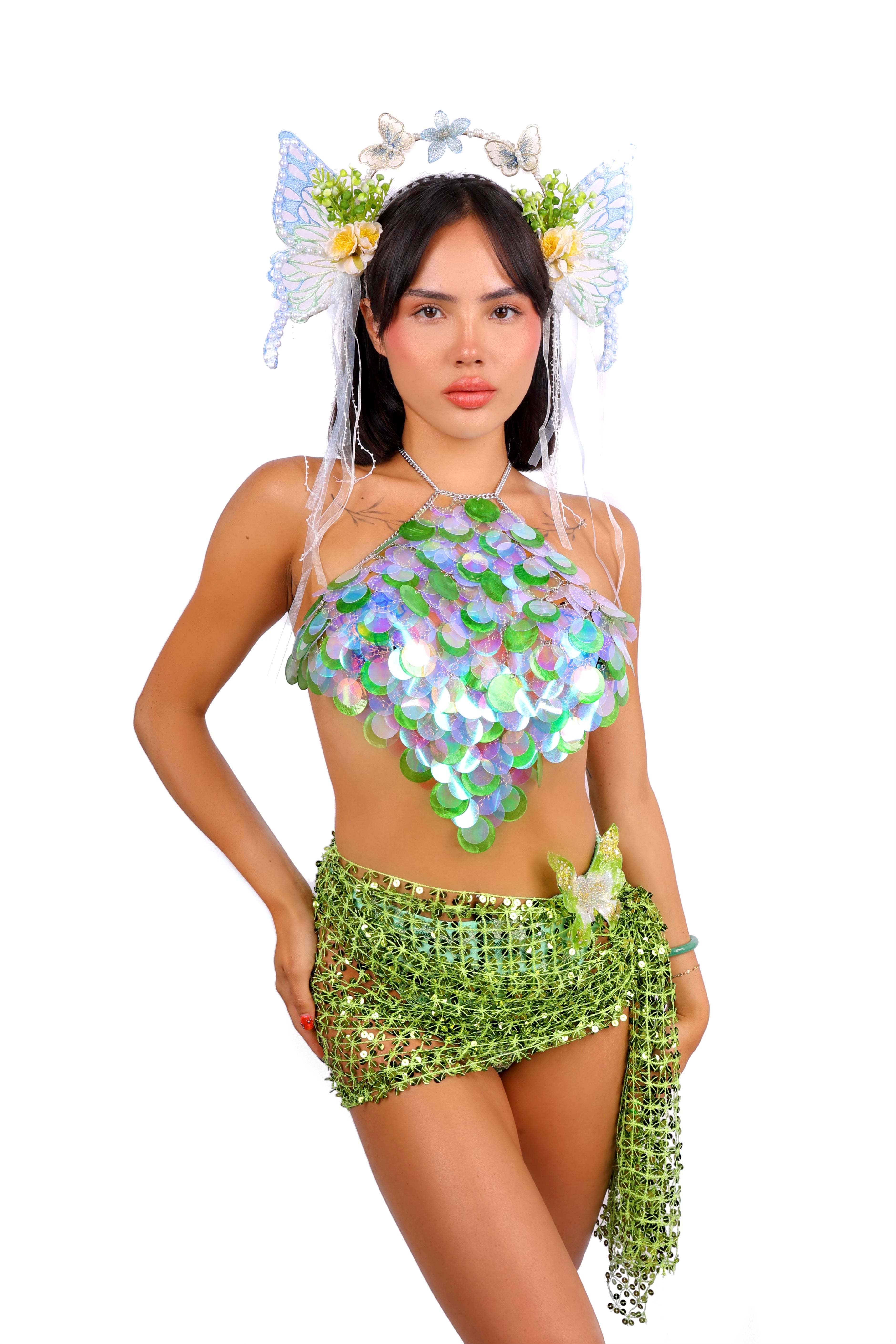 Green Glitter Genesis Butterfly Clip