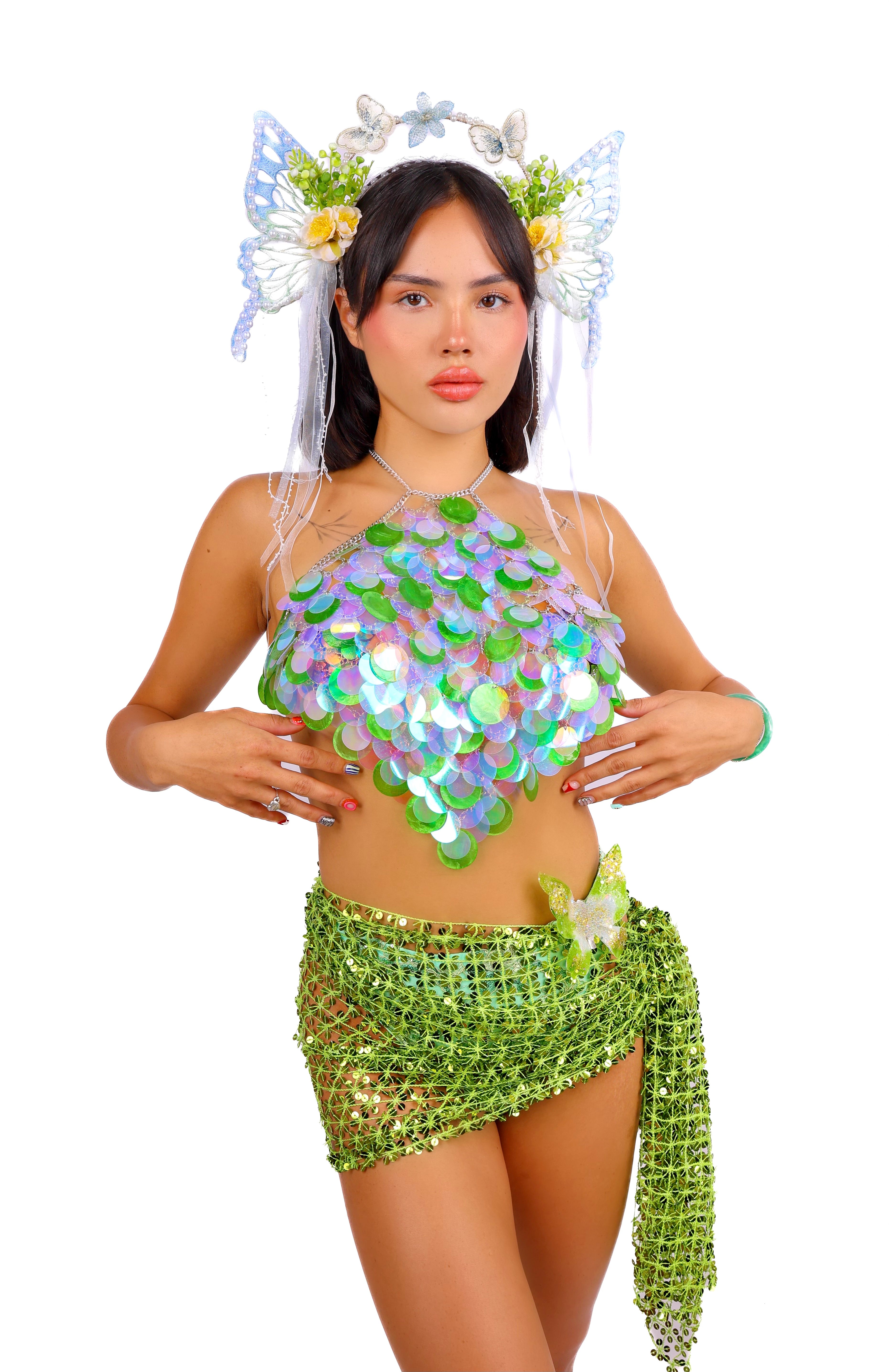 Green Jade Mermaid Scales Jewelry Top