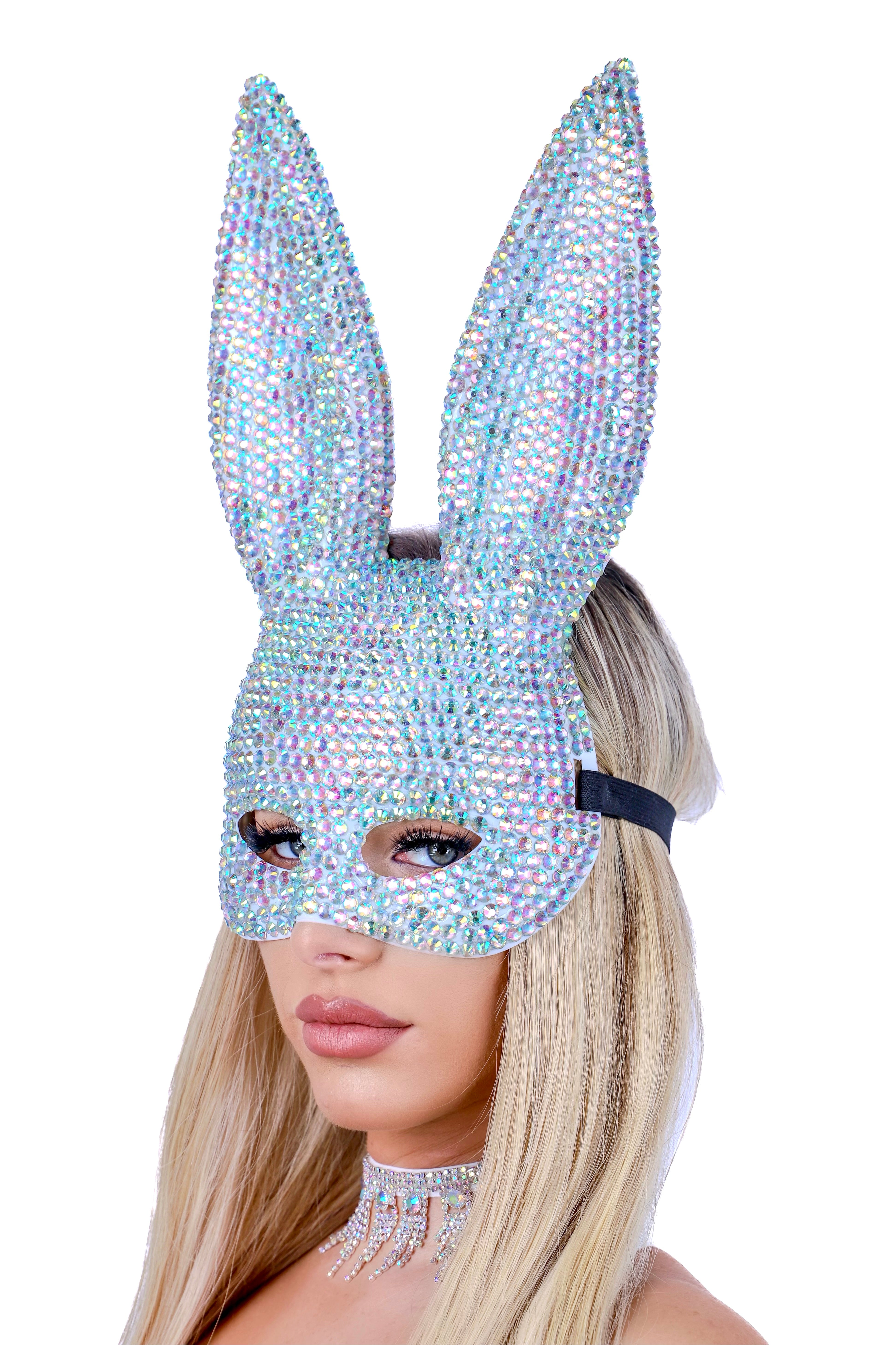 AB Rhinestone Handmade Bunny Mask
