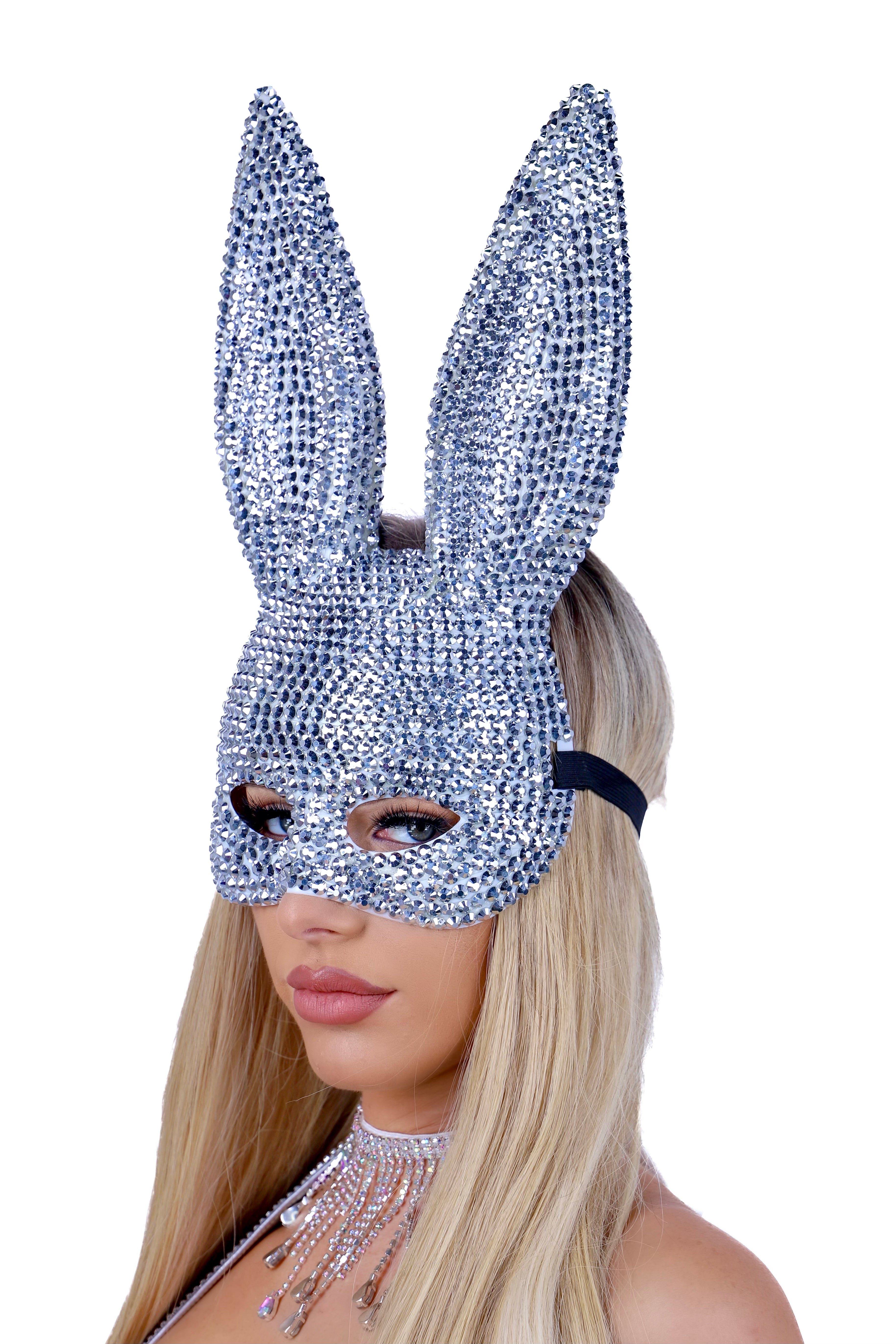 Dark Rhinestone Bunny Mask