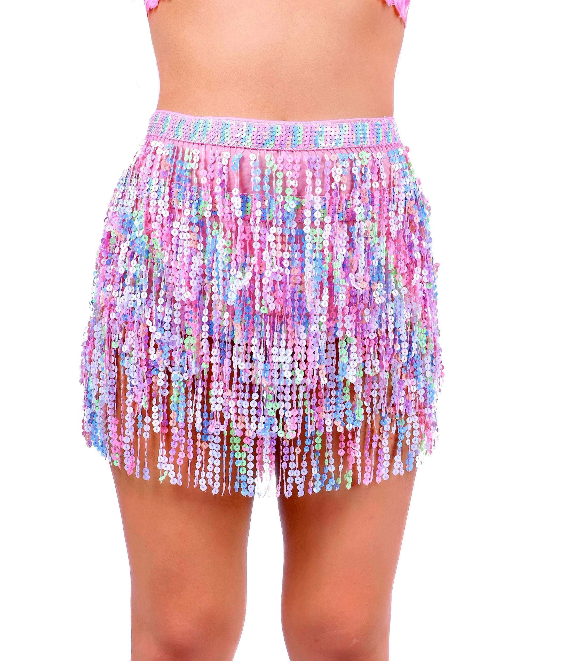 Holographic Sequin Skirt- Pastel Candy