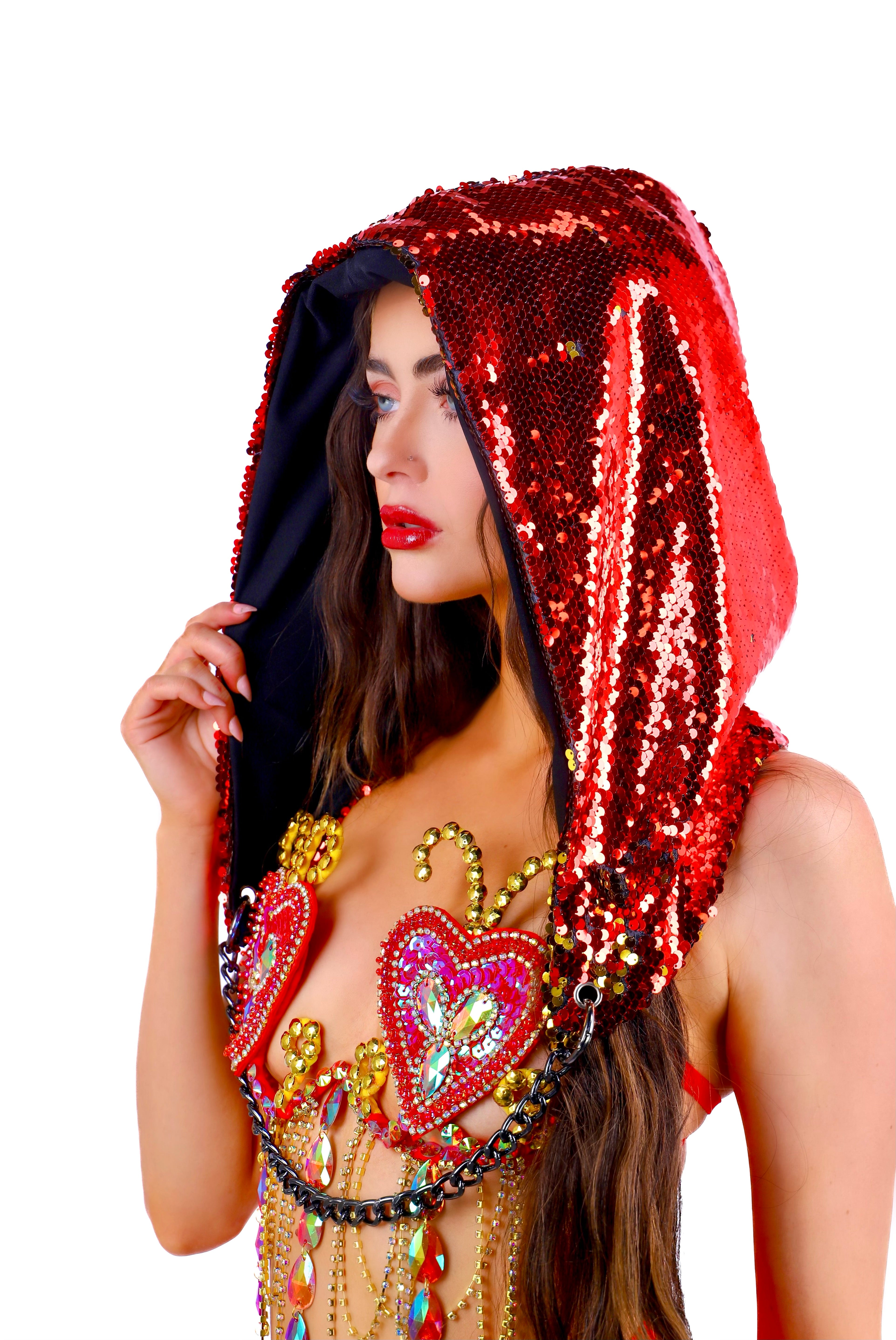 Ruby Sequin Hood