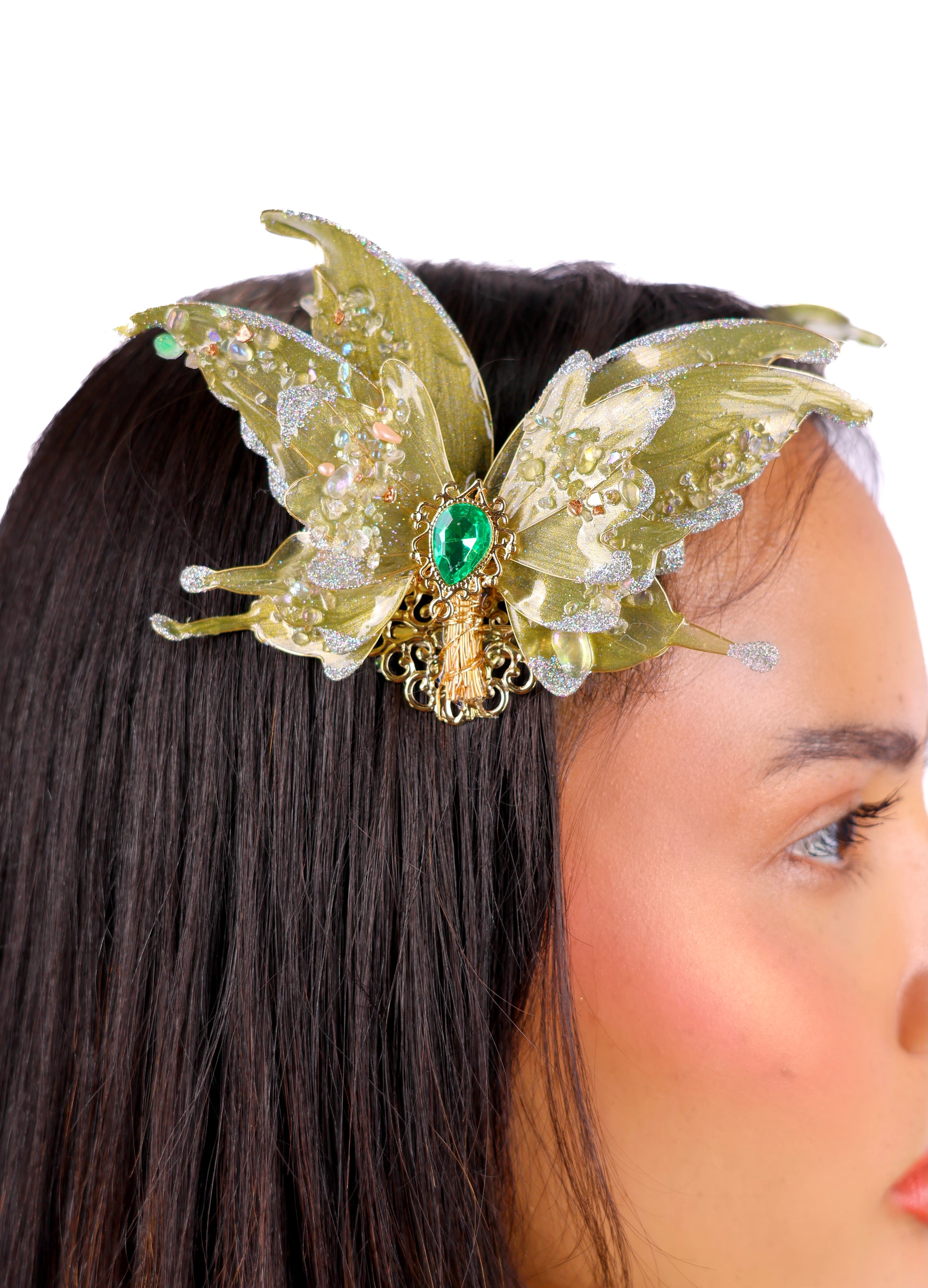 Emerald Jade Genesis Butterfly Clip