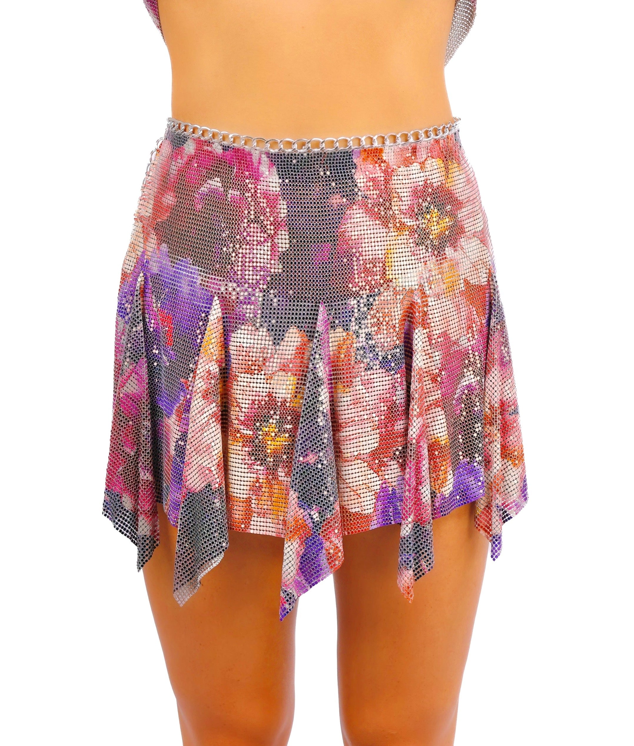 Floral Bloom Metallic Skirt