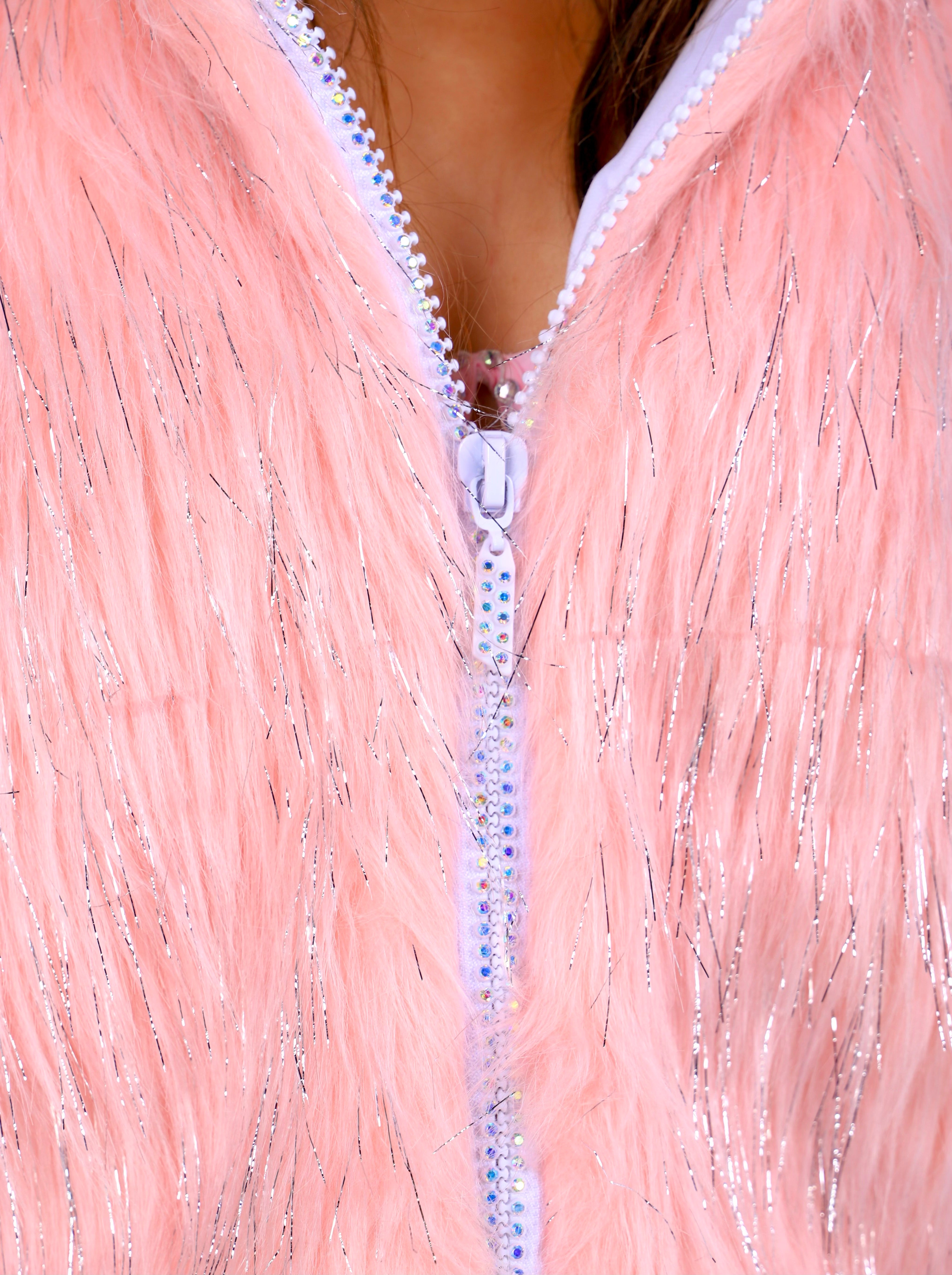 Pink Shimmer Fuzzy Jacket