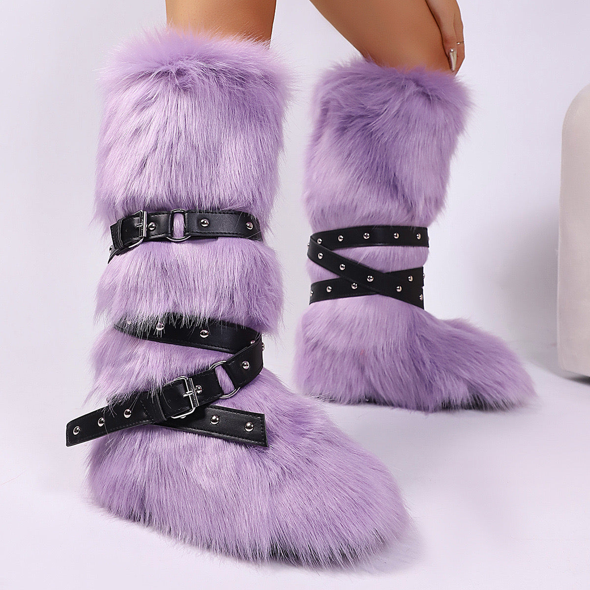 Wild Instincts Faux Fur Boots - Lilac