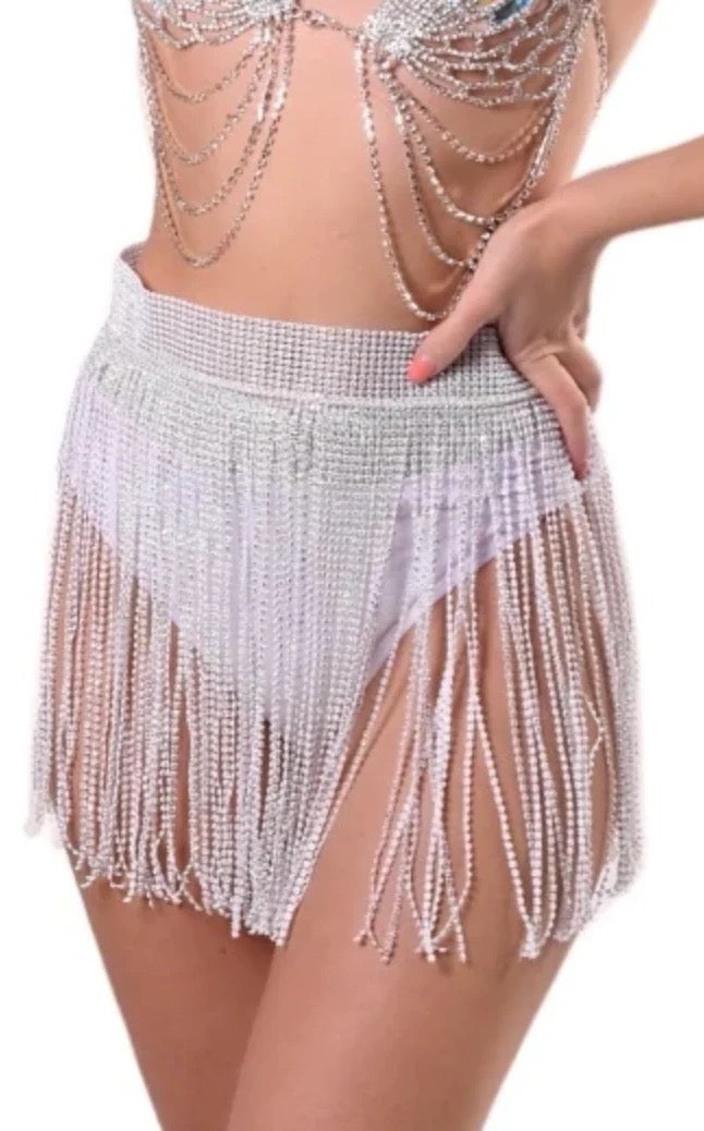 Rhinestone Tassel Skirt