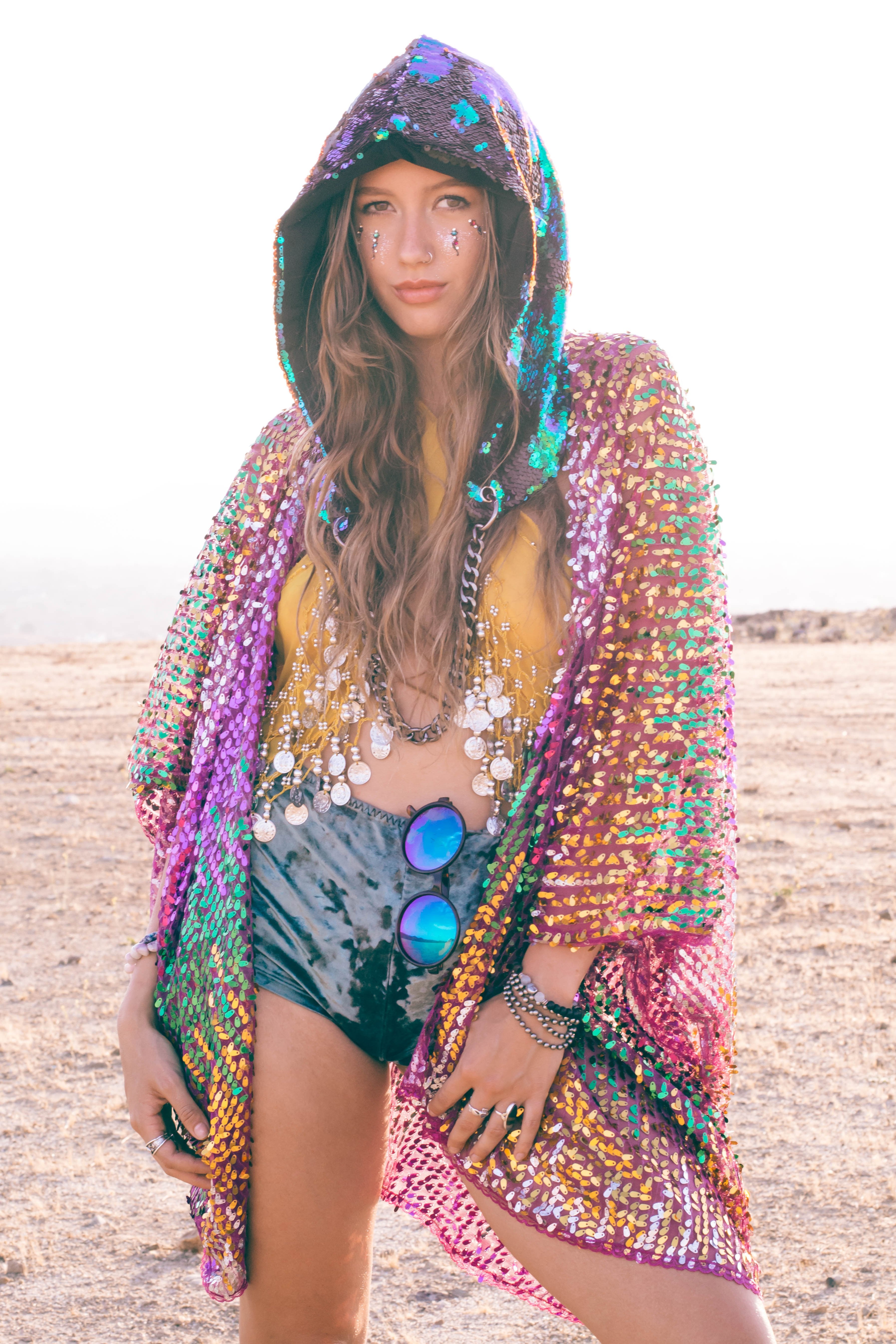 Forest Sequin Hood