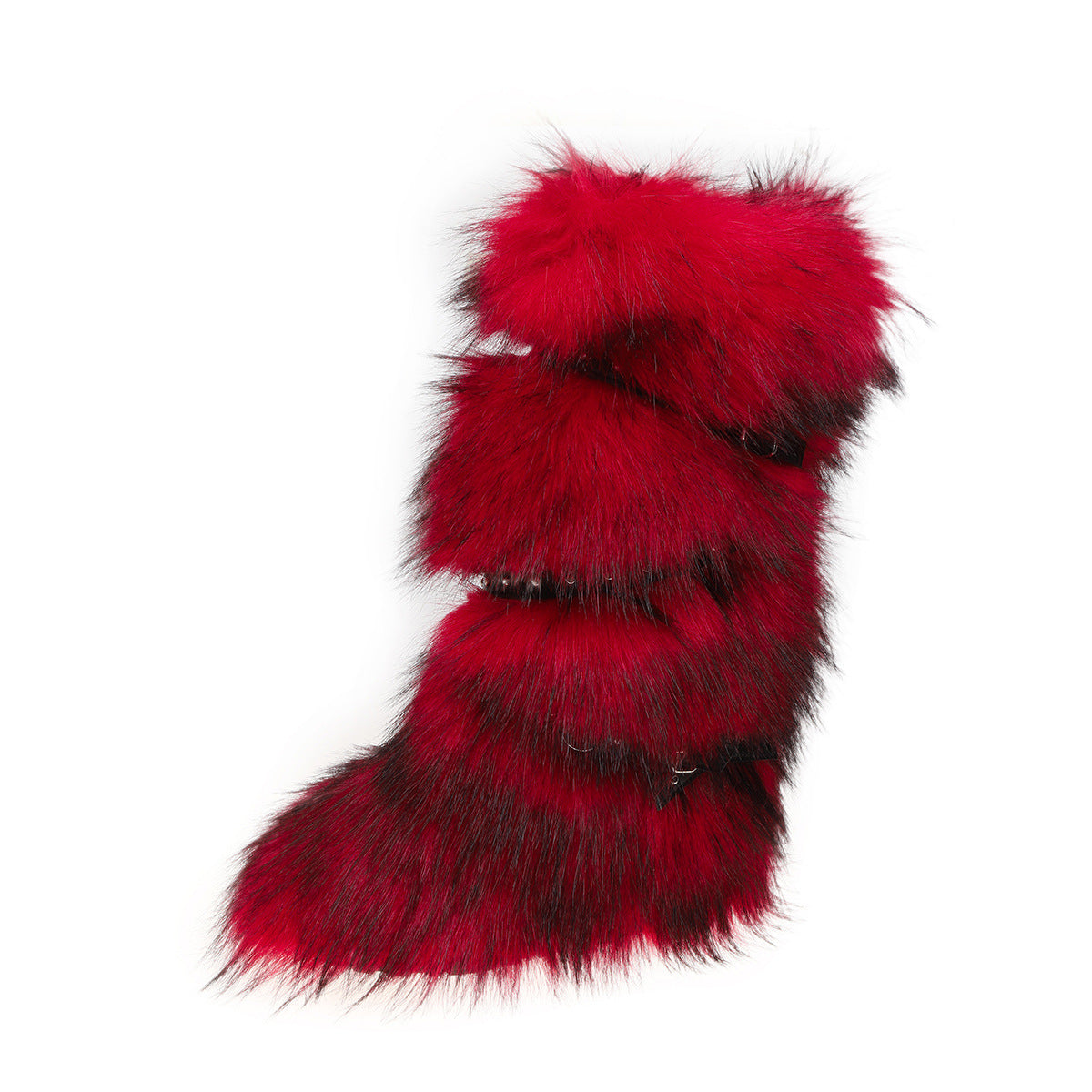 Dark Red Funky Tall Fuzzy Boots