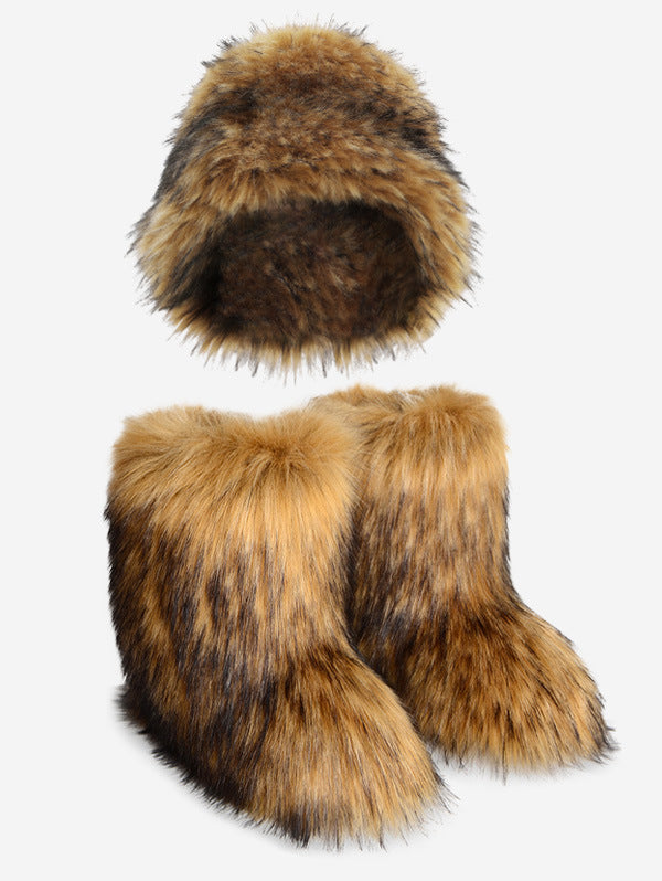 Teddy Bear Fuzzy Hat & Boots Set