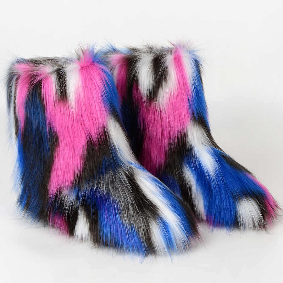 Pink/Blue Fuzzy Boots
