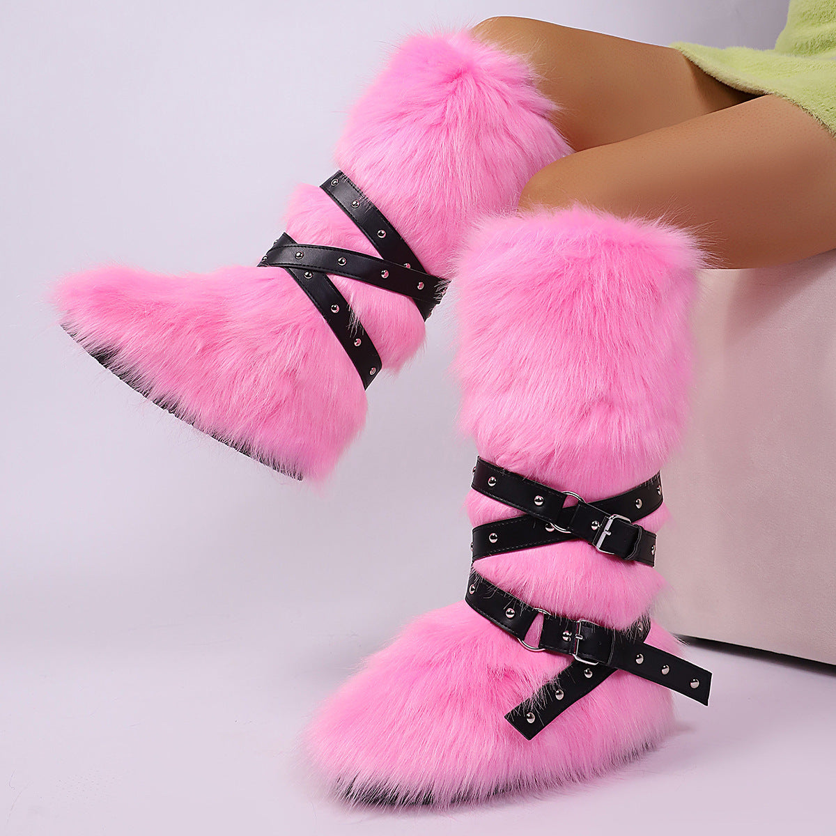 Wild Instincts Faux Fur Boots - Pink