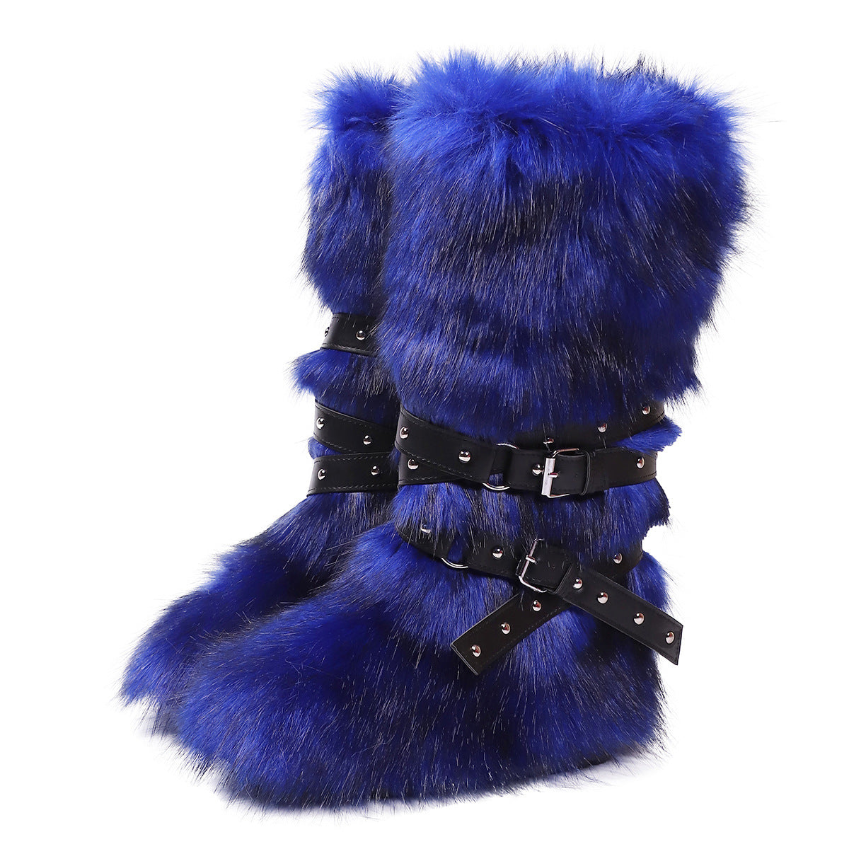 Wild Instincts Faux Fur Boots - Dark Blue
