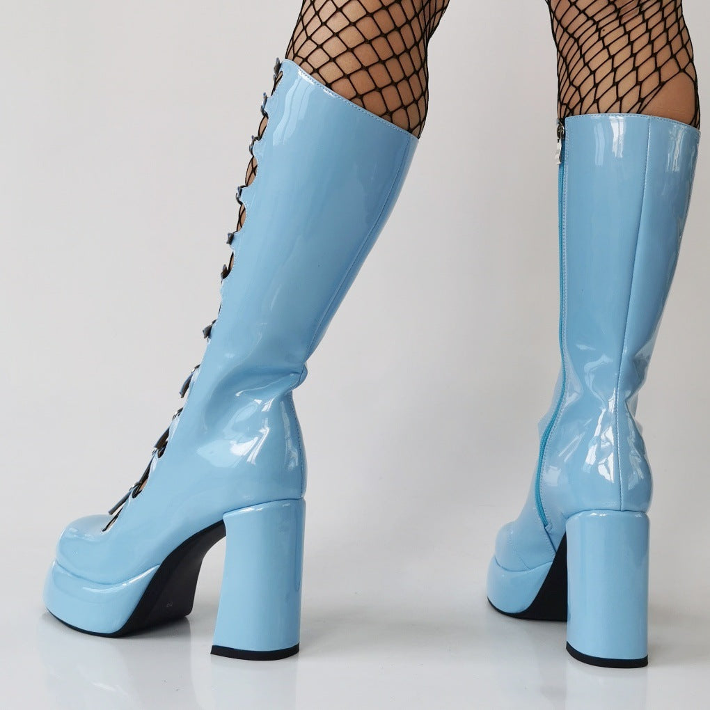Dazzle Blue Platform Boots