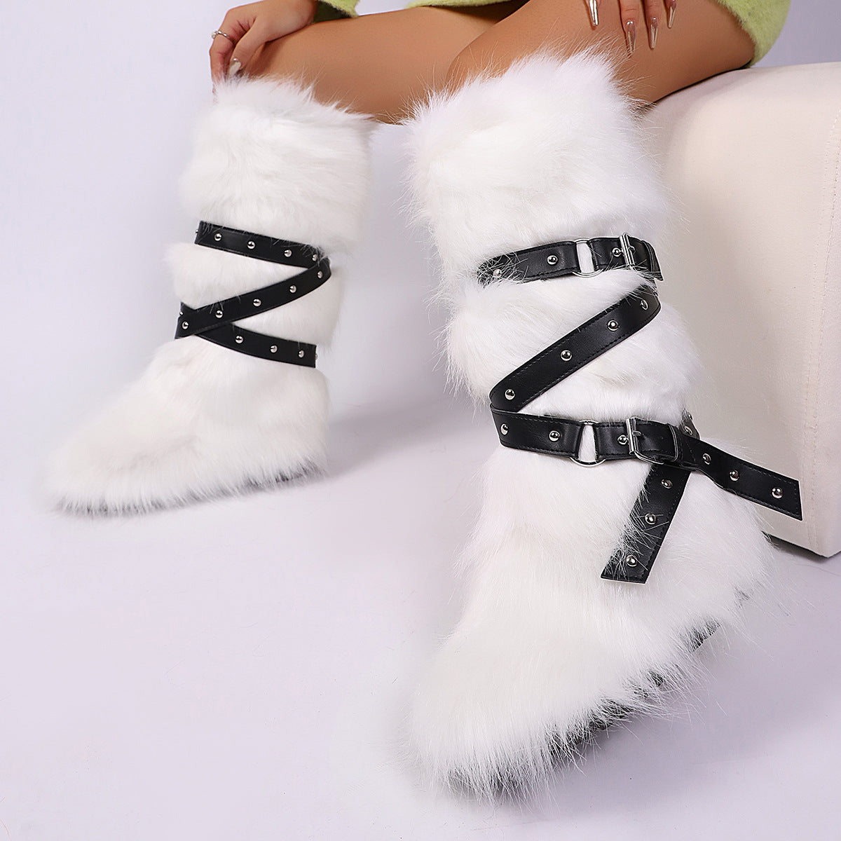 Wild Instincts Faux Fur Boots - White