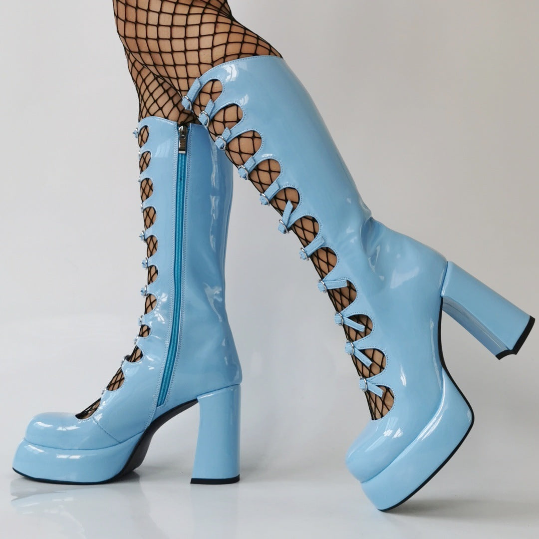 Dazzle Blue Platform Boots