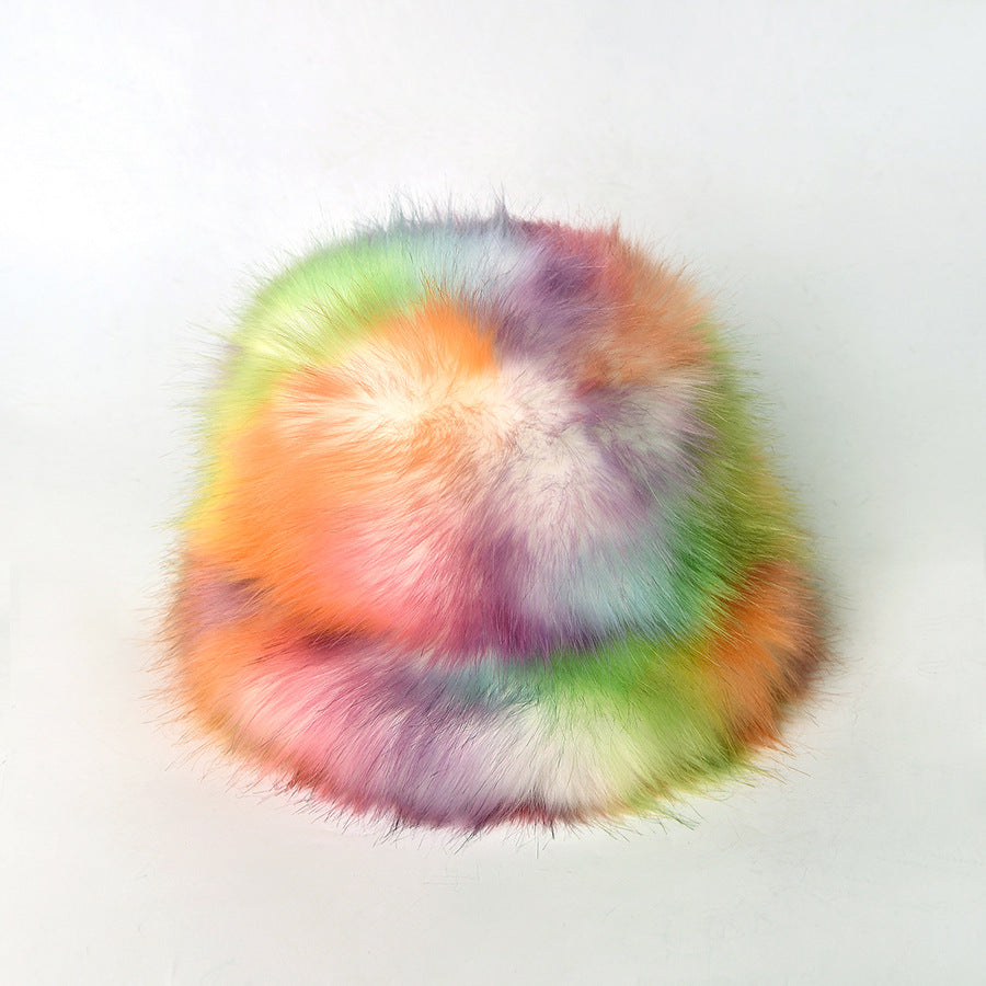 Pastel Rainbow Fuzzy Hat