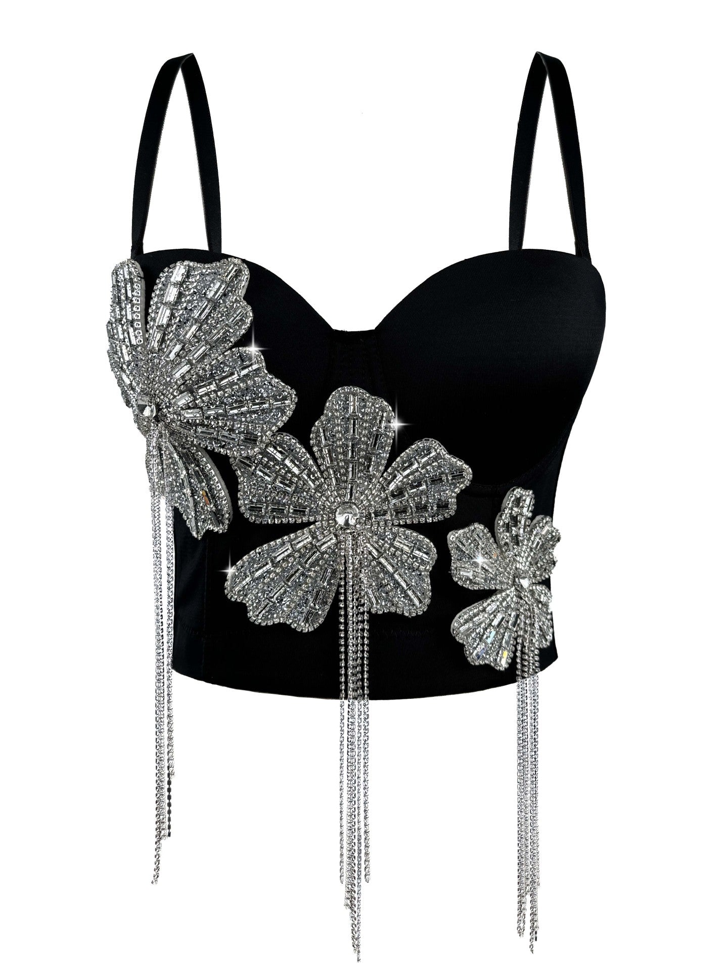 Flower Rhinestone Corset Top