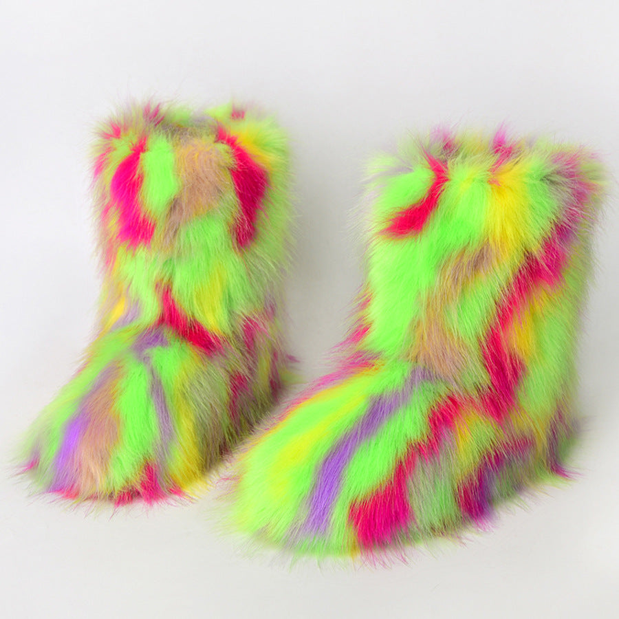 Neon Jungle Fuzzy Boots