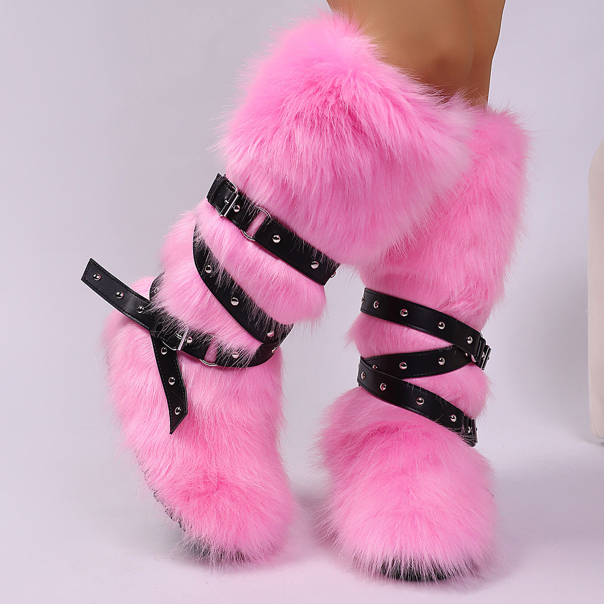Wild Instincts Faux Fur Boots - Pink