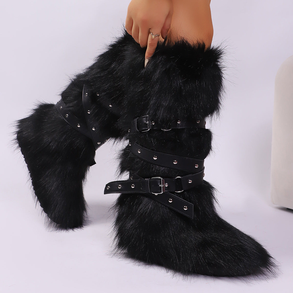 Wild Instincts Faux Fur Boots - Black