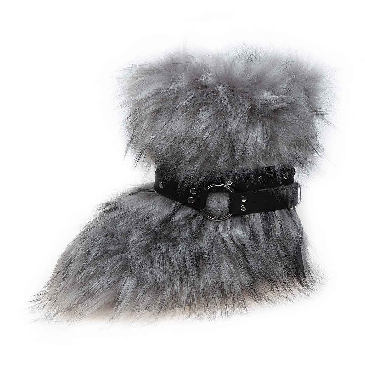 White Grey Funky Fuzzy Boots