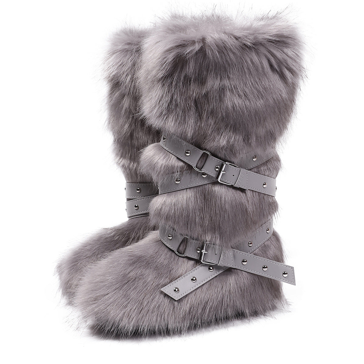 Wild Instincts Faux Fur Boots - Grey