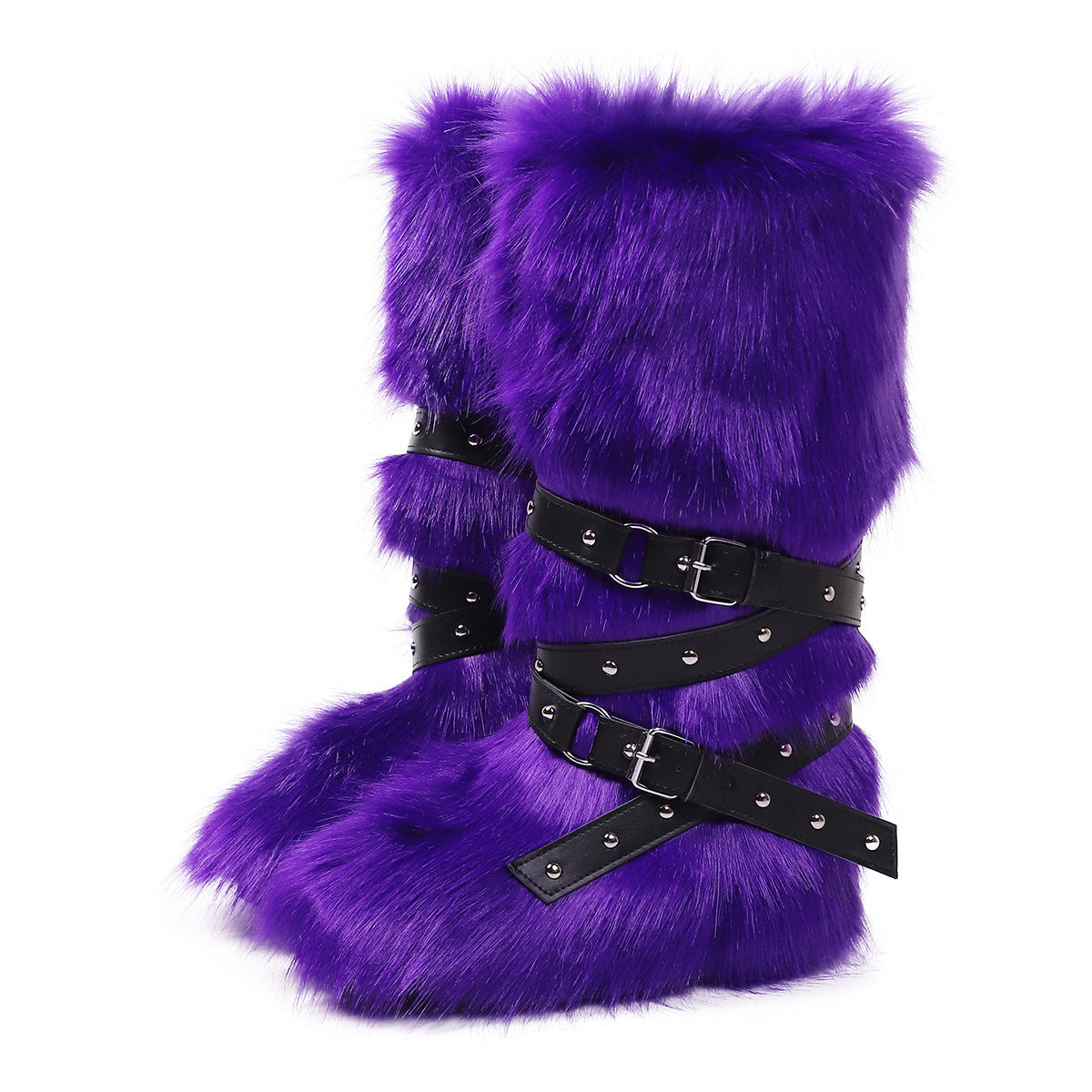 Wild Instincts Faux Fur Boots - Dark Purple