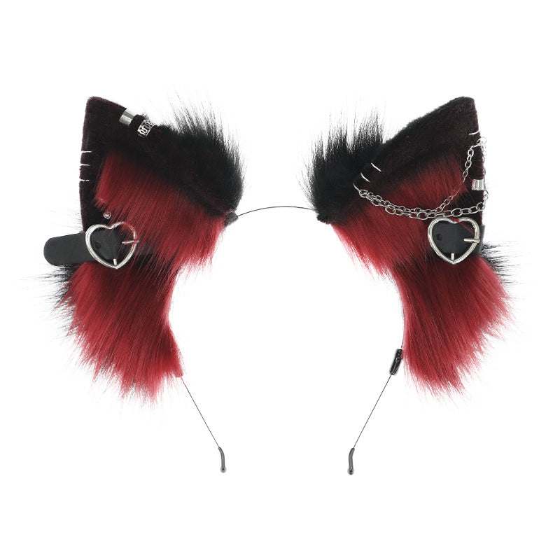 Red Punk Kitten Fuzzy Headband