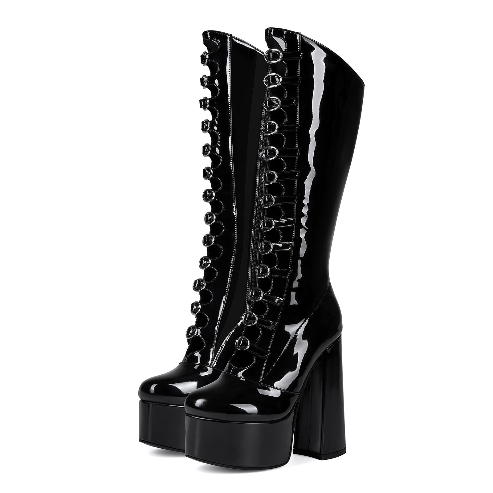 Black Shine Dazzle Platform Boots