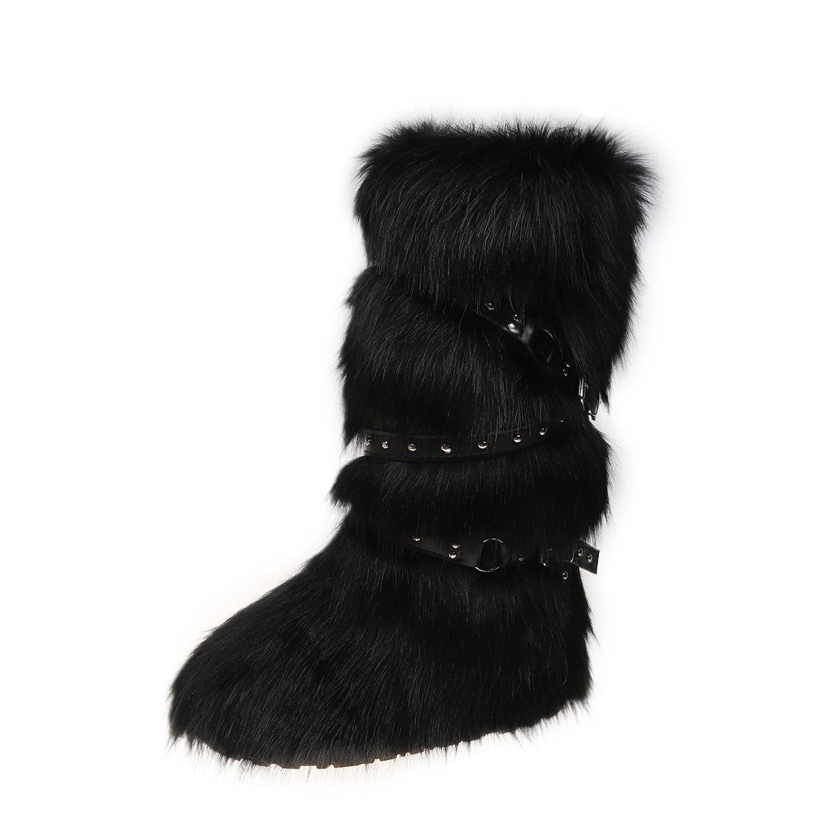 Black Funky Tall Fuzzy Boots