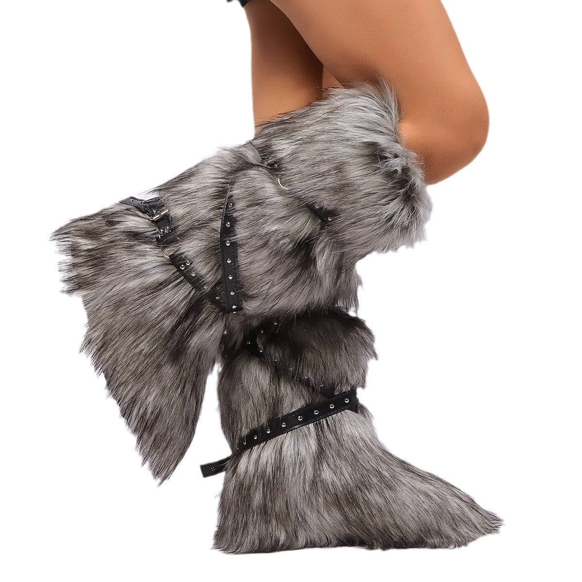 Grey Bear Funky Tall Fuzzy Boots