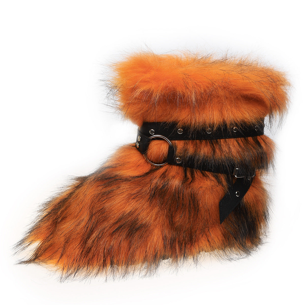 Dark Orange Funky Fuzzy Boots