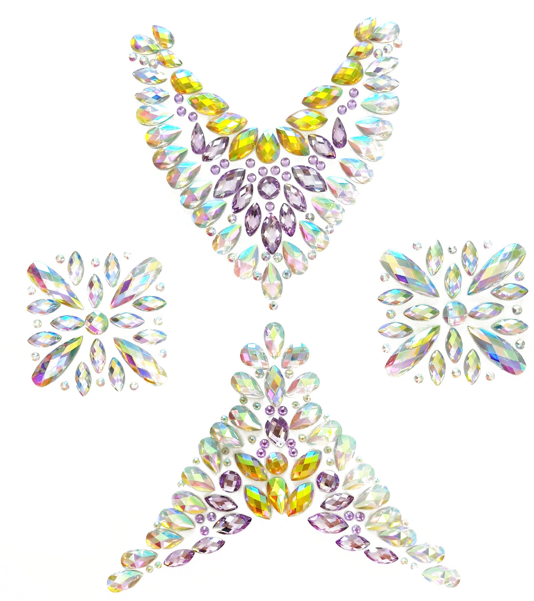 Pastel Rhinestone Crystal Body Jewels, Chest Jewels