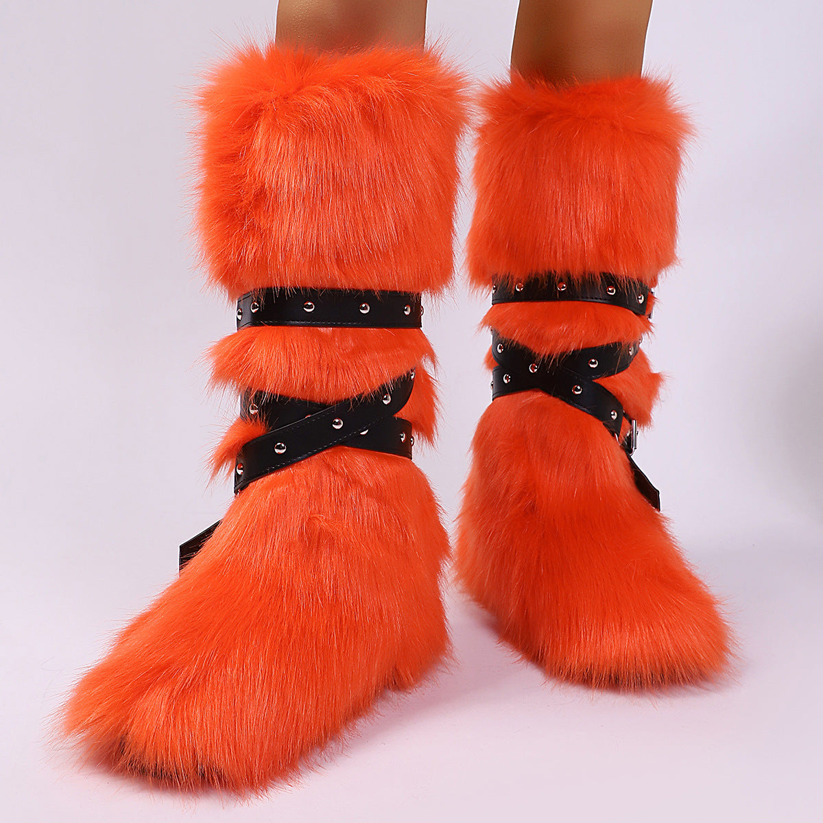 Wild Instincts Faux Fur Boots - Orange