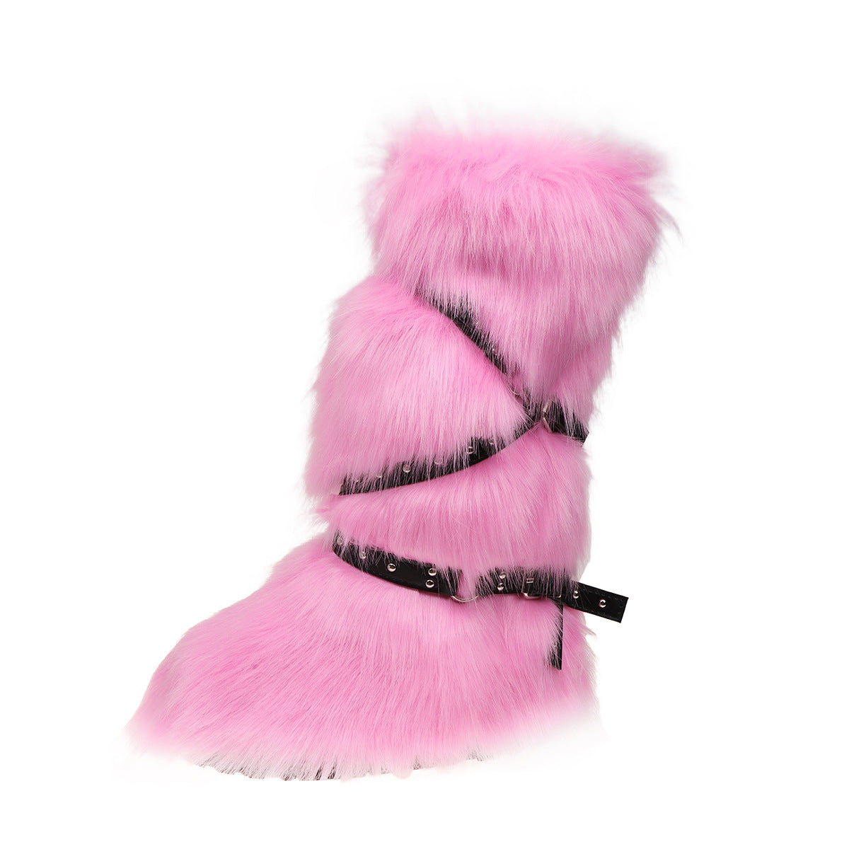 Baby Pink Funky Tall Fuzzy Boots