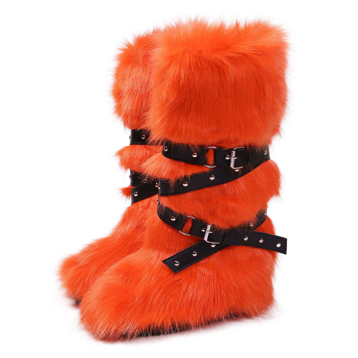 Wild Instincts Faux Fur Boots - Orange