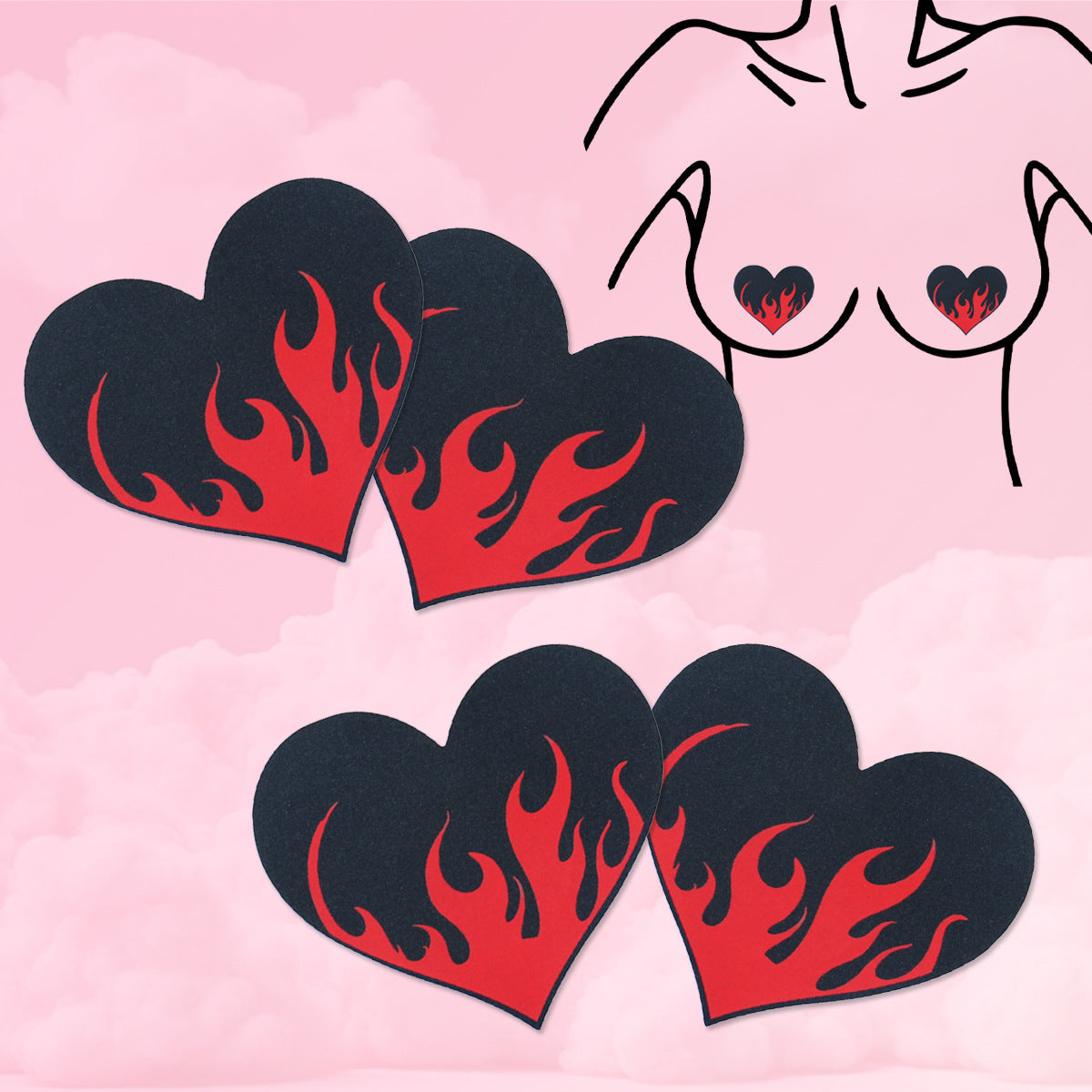 Midnight Heart Flame Pasties