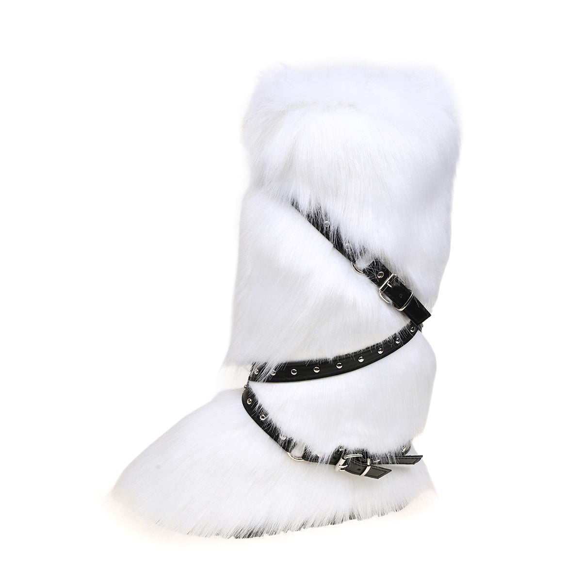 White Funky Tall Fuzzy Boots