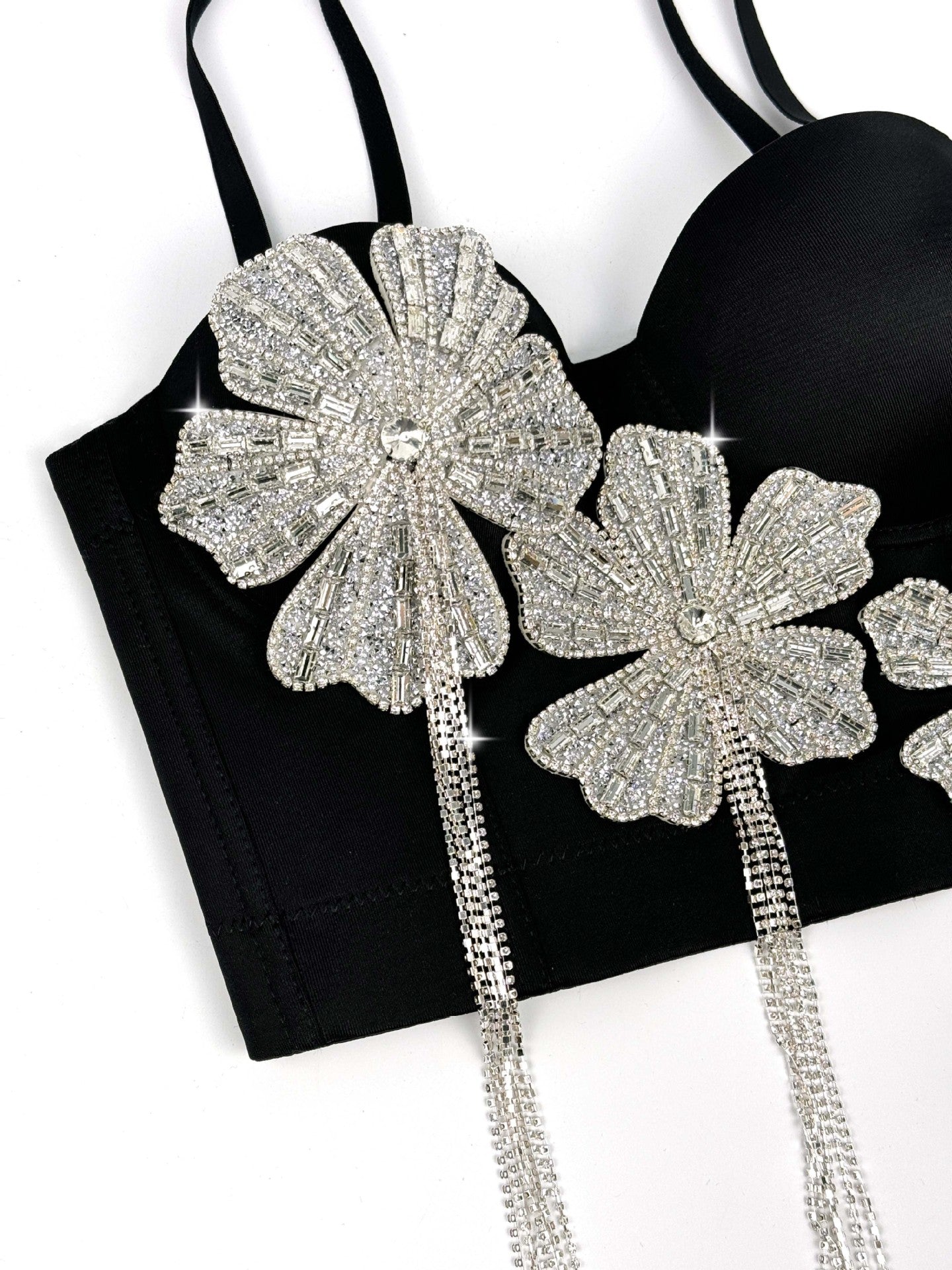 Flower Rhinestone Corset Top