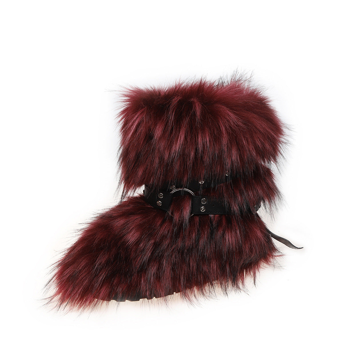 Dark Red Fuzzy Boots