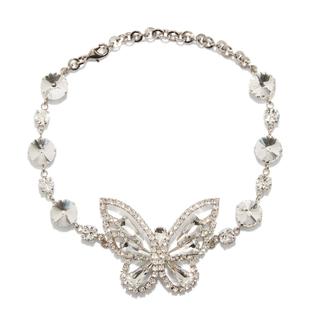 Silver Butterfly Crystal Necklace