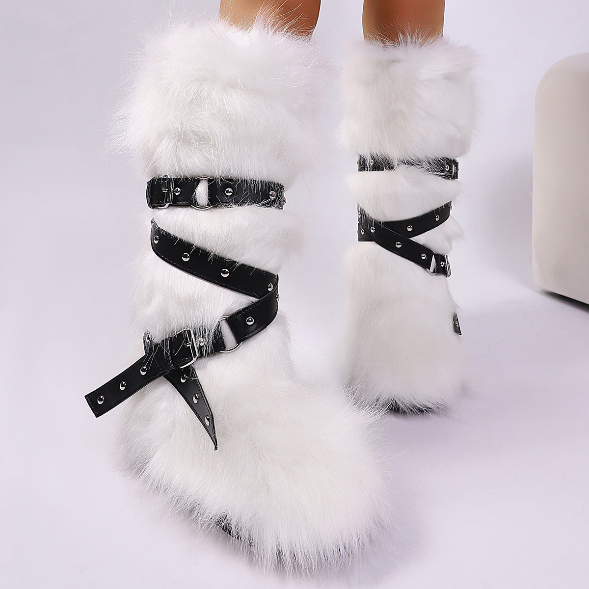 Wild Instincts Faux Fur Boots - White