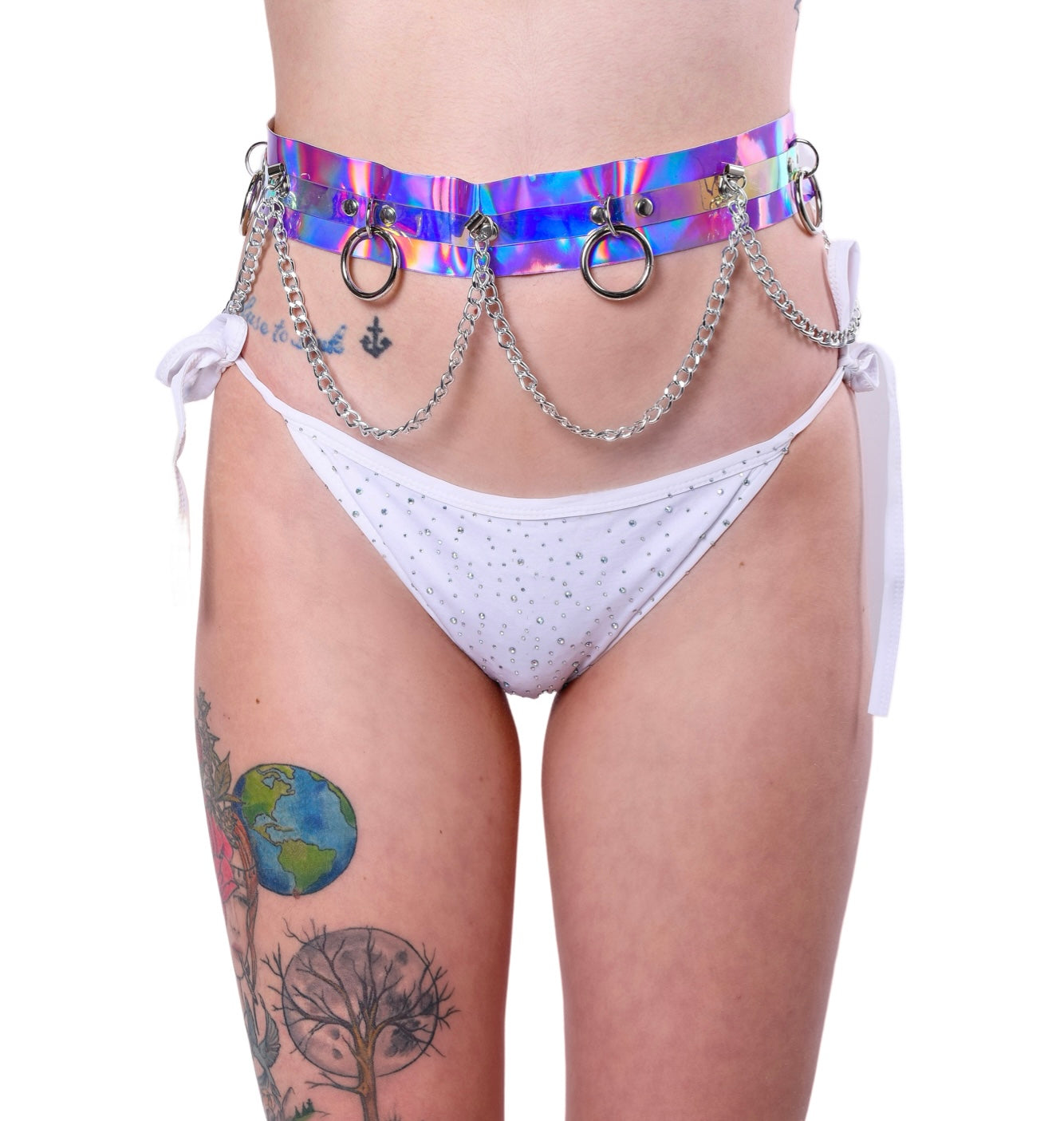 Violet Holographic Hoop Chain Belt
